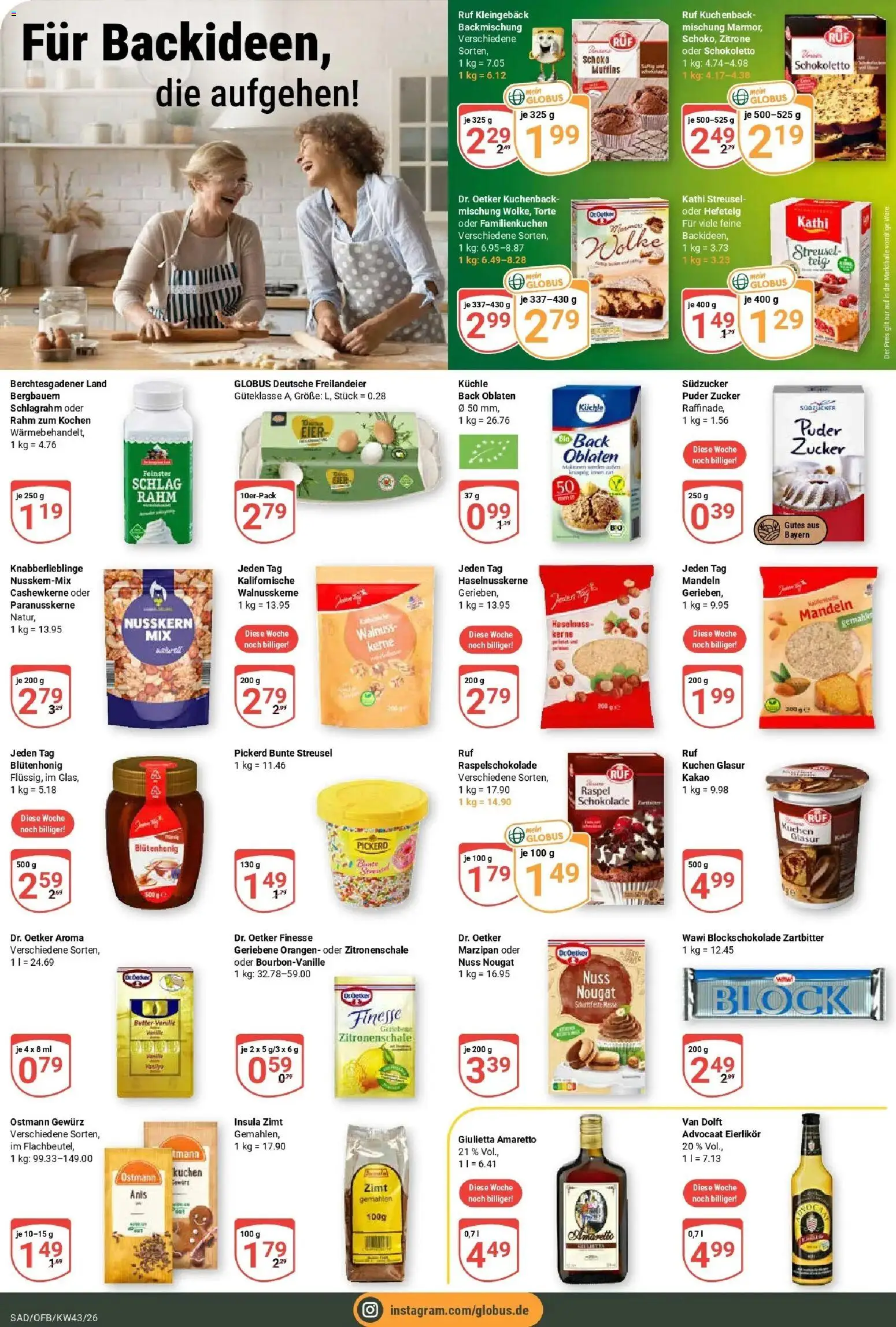 Globus Prospekt Schwandorf (ab 19.10.2026) » Angebote online | Seite: 20 | Produkte: Eier, Schokolade, Puder, Kuchen