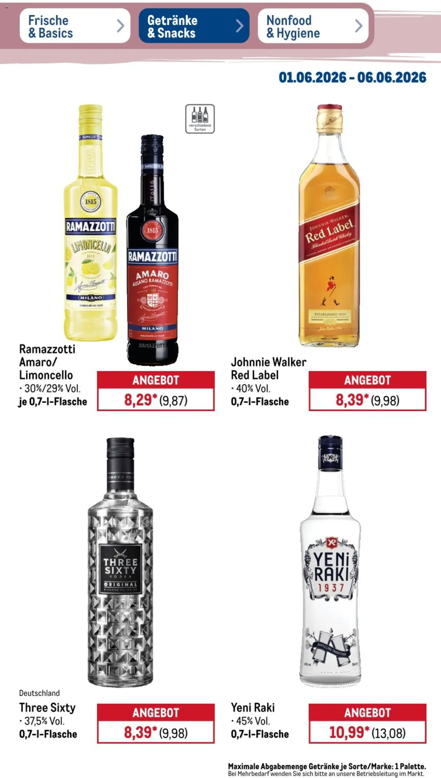 Metro NonFood-Angebote – gültig ab 01.06.2026 | Seite: 23 | Produkte: Limoncello, Vodka, Ramazzotti, Johnnie walker