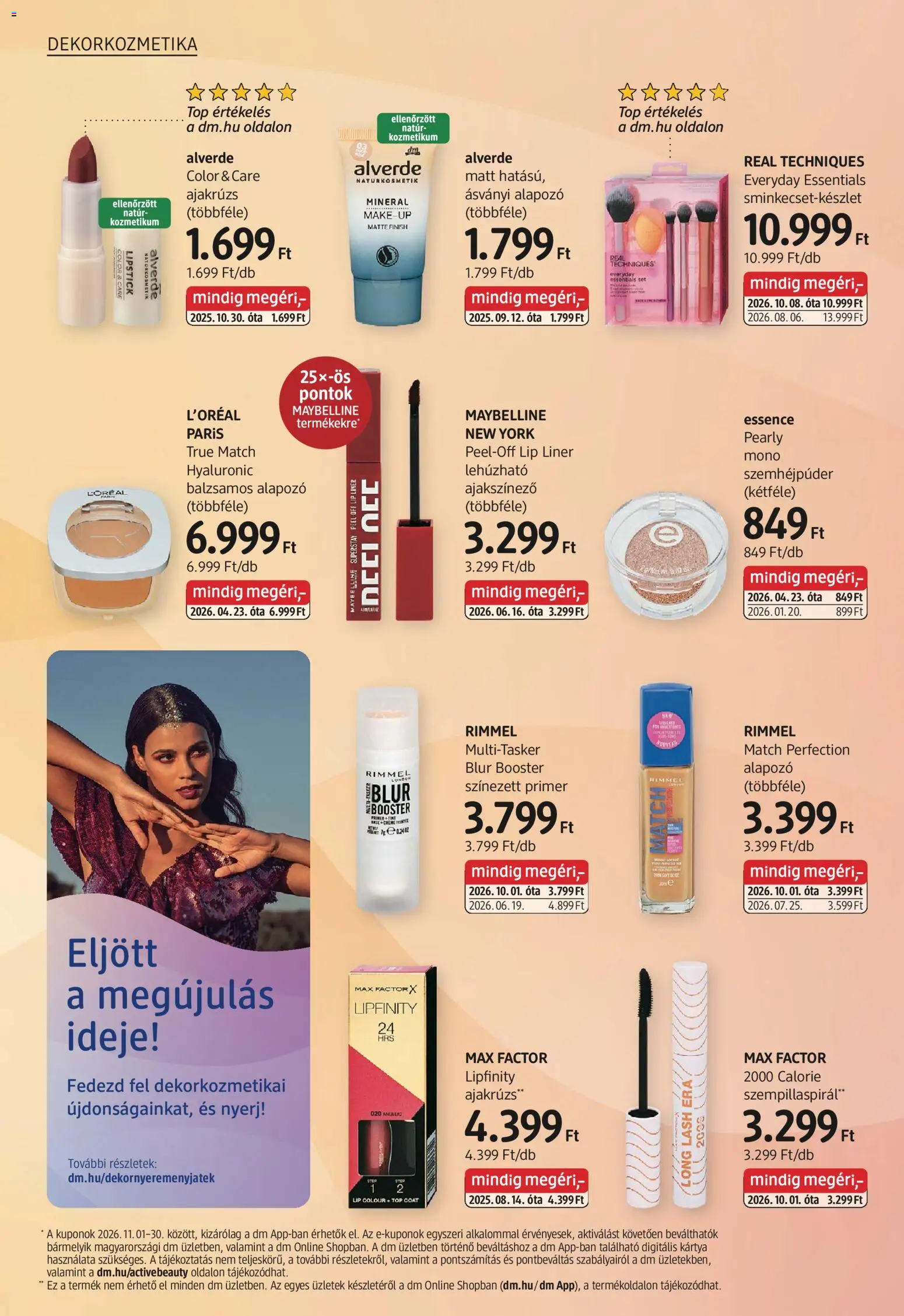 DM Drogerie Markt akciós ujság - amely érvényes a következő dátumtól: 2026.10.29. | Oldal: 10 | Termékek: Szempillaspirál, Alapozó, Ajakrúzs, Finish