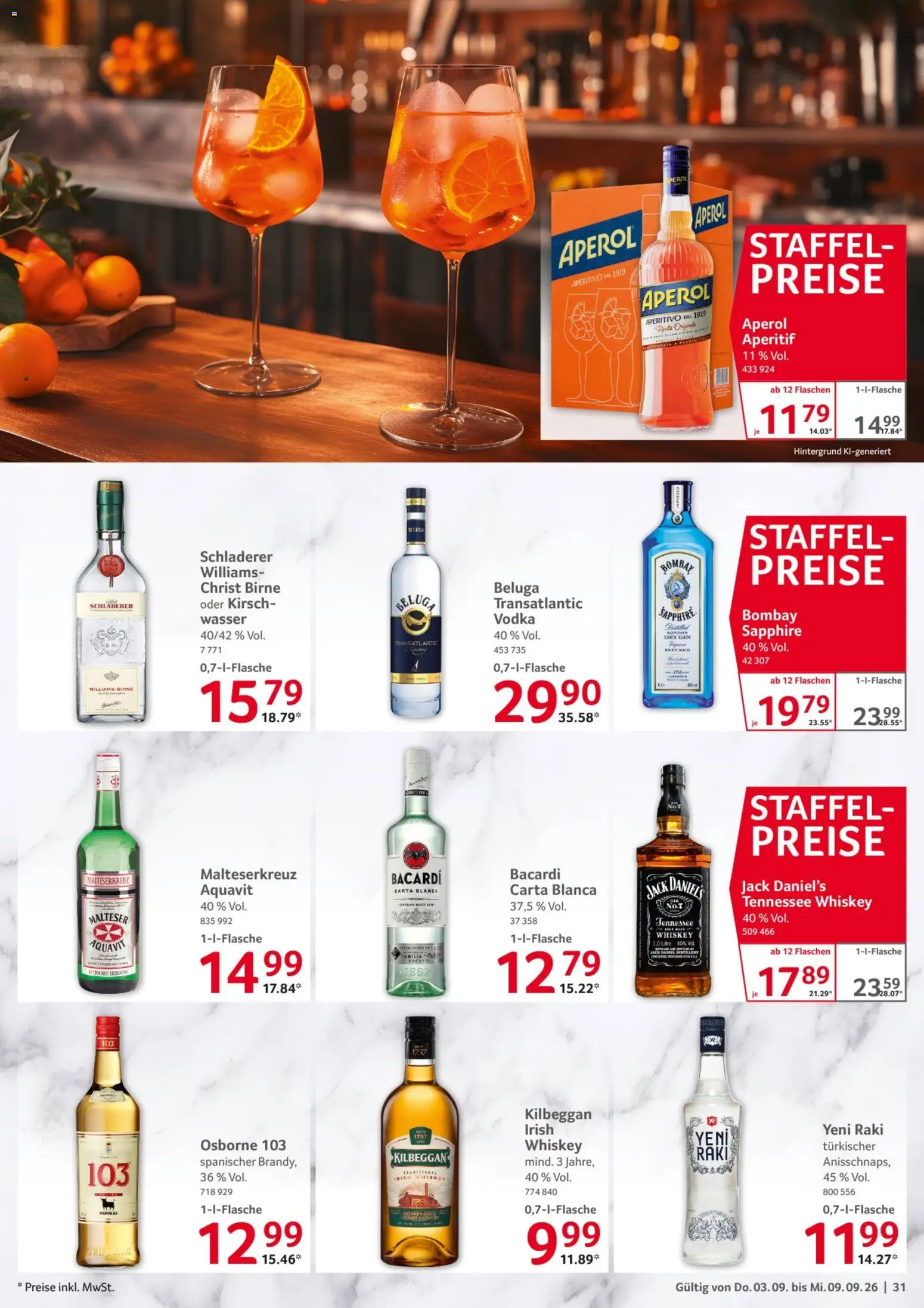 Selgros Prospekt – gültig ab 03.09.2026 | Seite: 31 | Produkte: Bacardi, Wasser, Birne, Gin