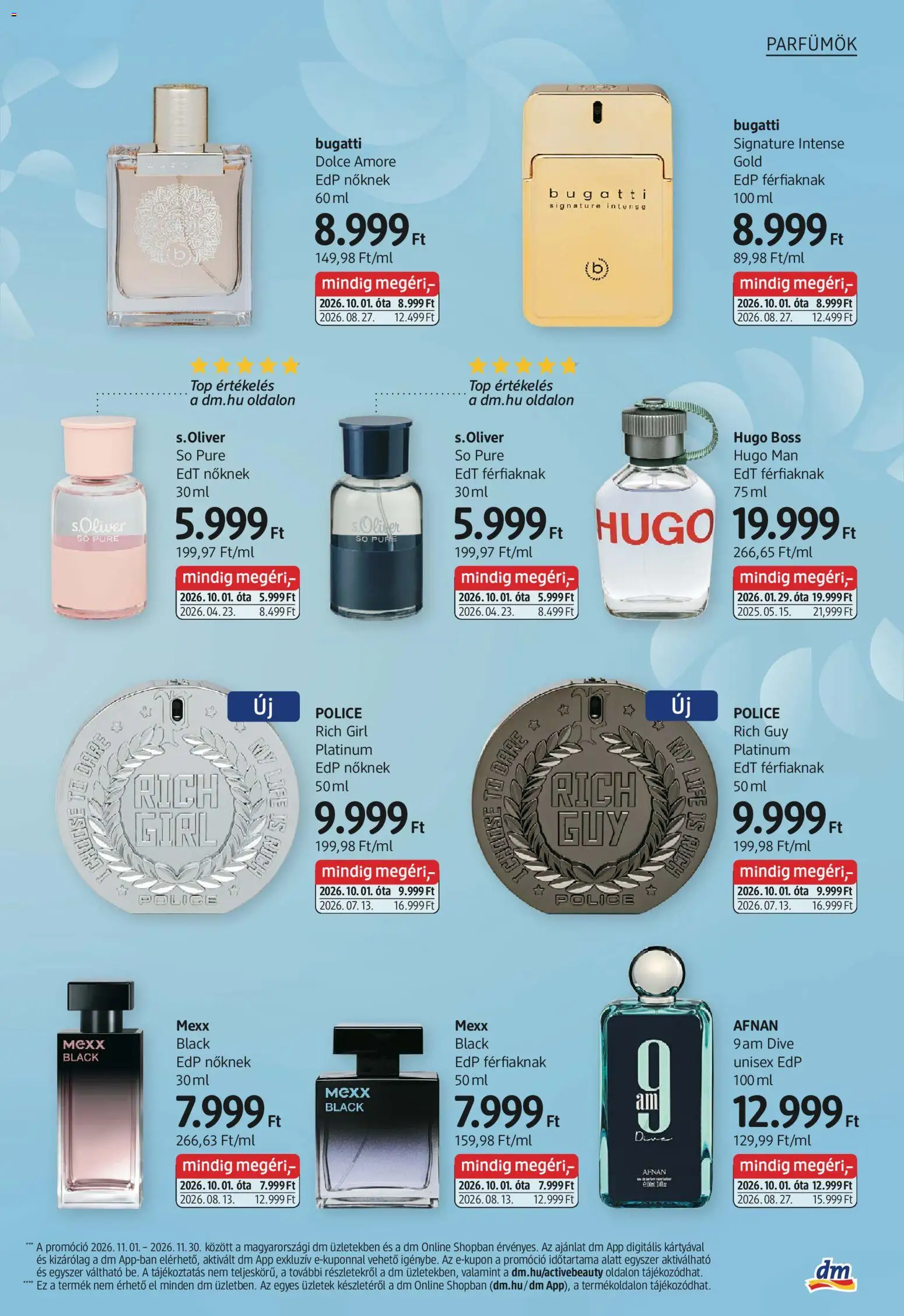 DM Drogerie Markt akciós ujság - amely érvényes a következő dátumtól: 2026.10.29. | Oldal: 7 | Termékek: Hugo Boss, Püré, Só, Parfumok