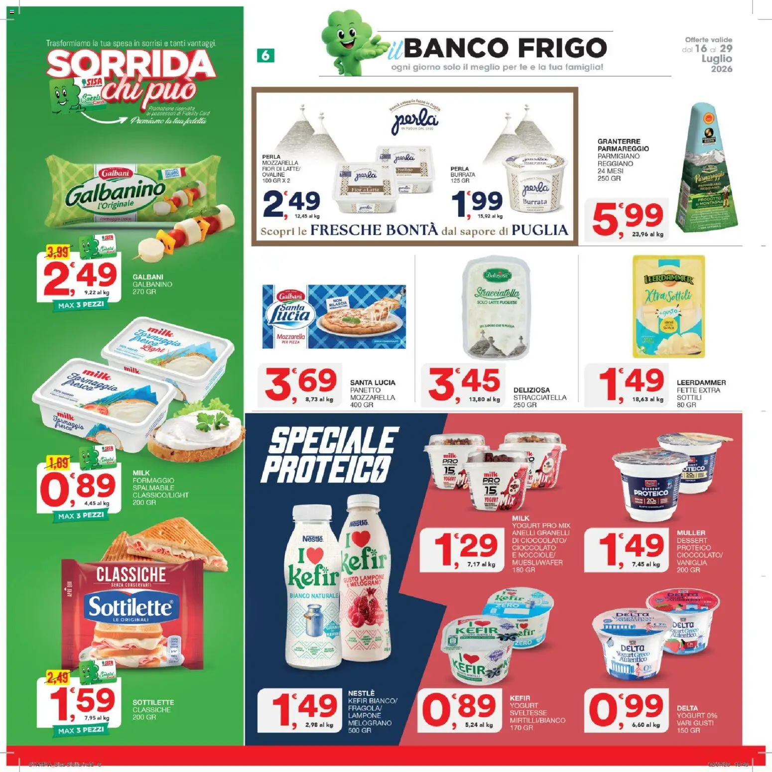 Volantino SISA del 16/07/2026 | Pagina: 6 | Prodotti: Yogurt greco, Latte, Formaggio, Burrata