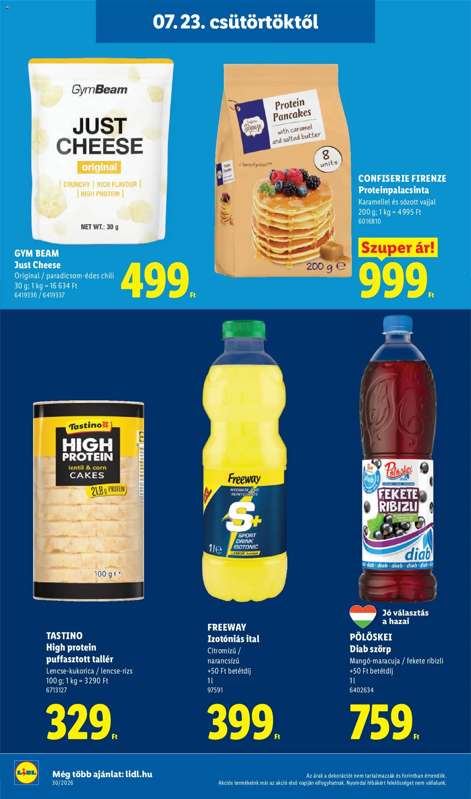 Lidl akciós ujság - amely érvényes a következő dátumtól: 2026.07.23. | Oldal: 24 | Termékek: Szörp, Chili, Protein, Izotóniás ital