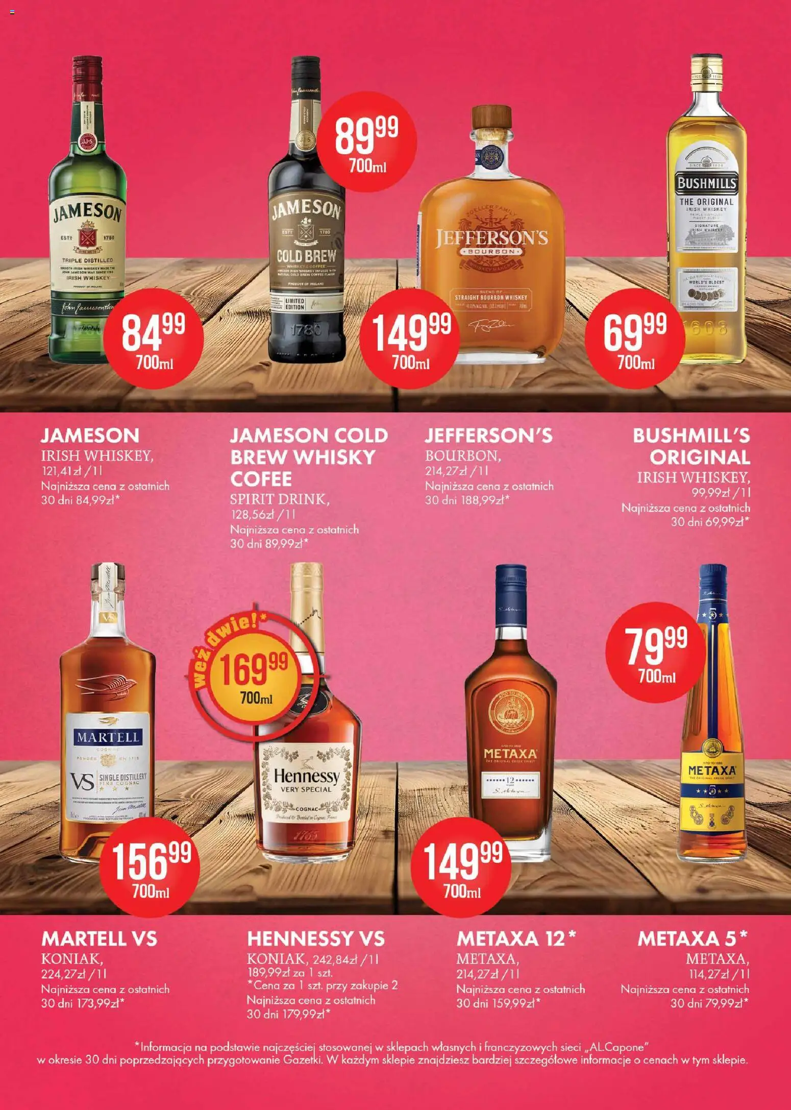 Al.Capone gazetka od 11.05.2026 | Strona: 8 | Produkty: Hennessy, Bourbon, Metaxa, Whisky