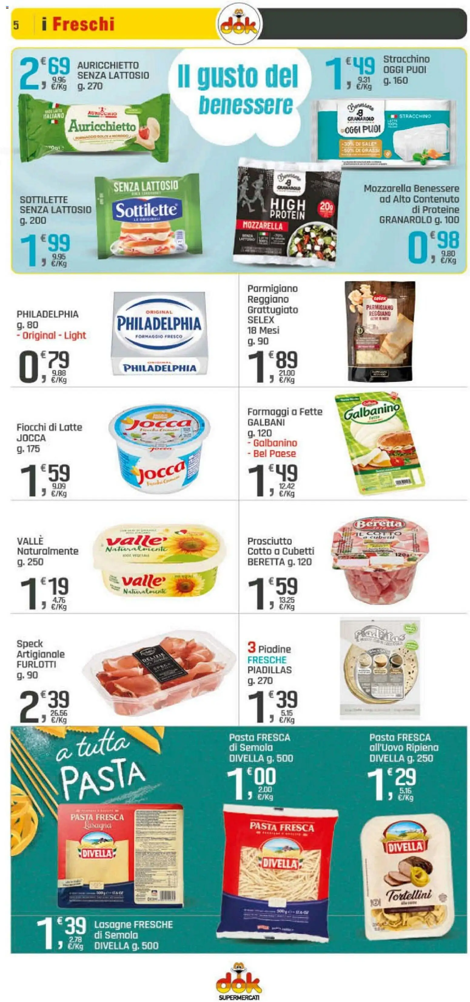 Volantino DOK del 10.04.2026 | Pagina: 5 | Prodotti: Formaggio, Lasagna, Pasta, Stracchino