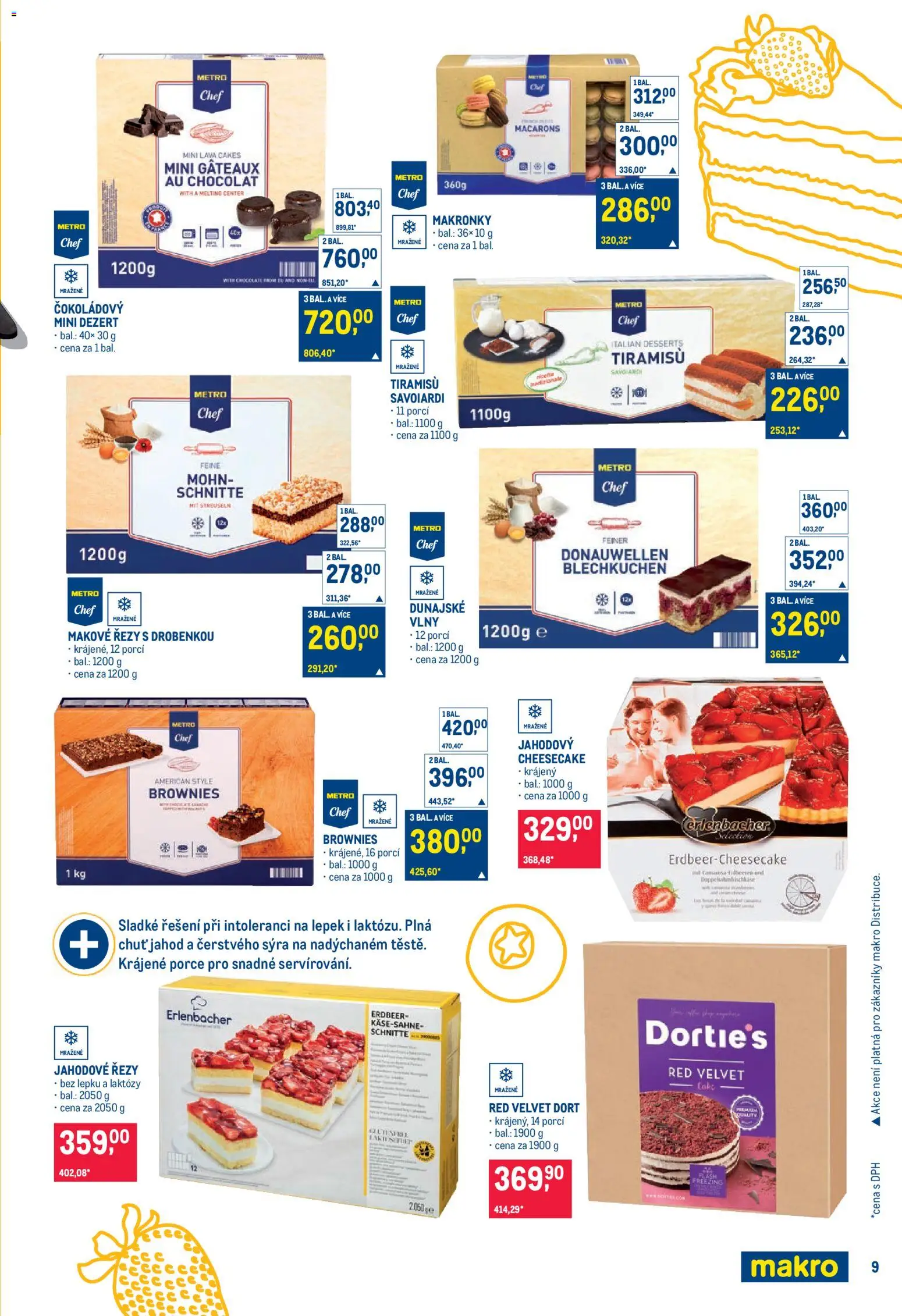 Makro leták - Pro milovníky jídla od 17.06.2026 | Strana: 9 | Produkty: Makronky, Velvet, Cheesecake, Dort