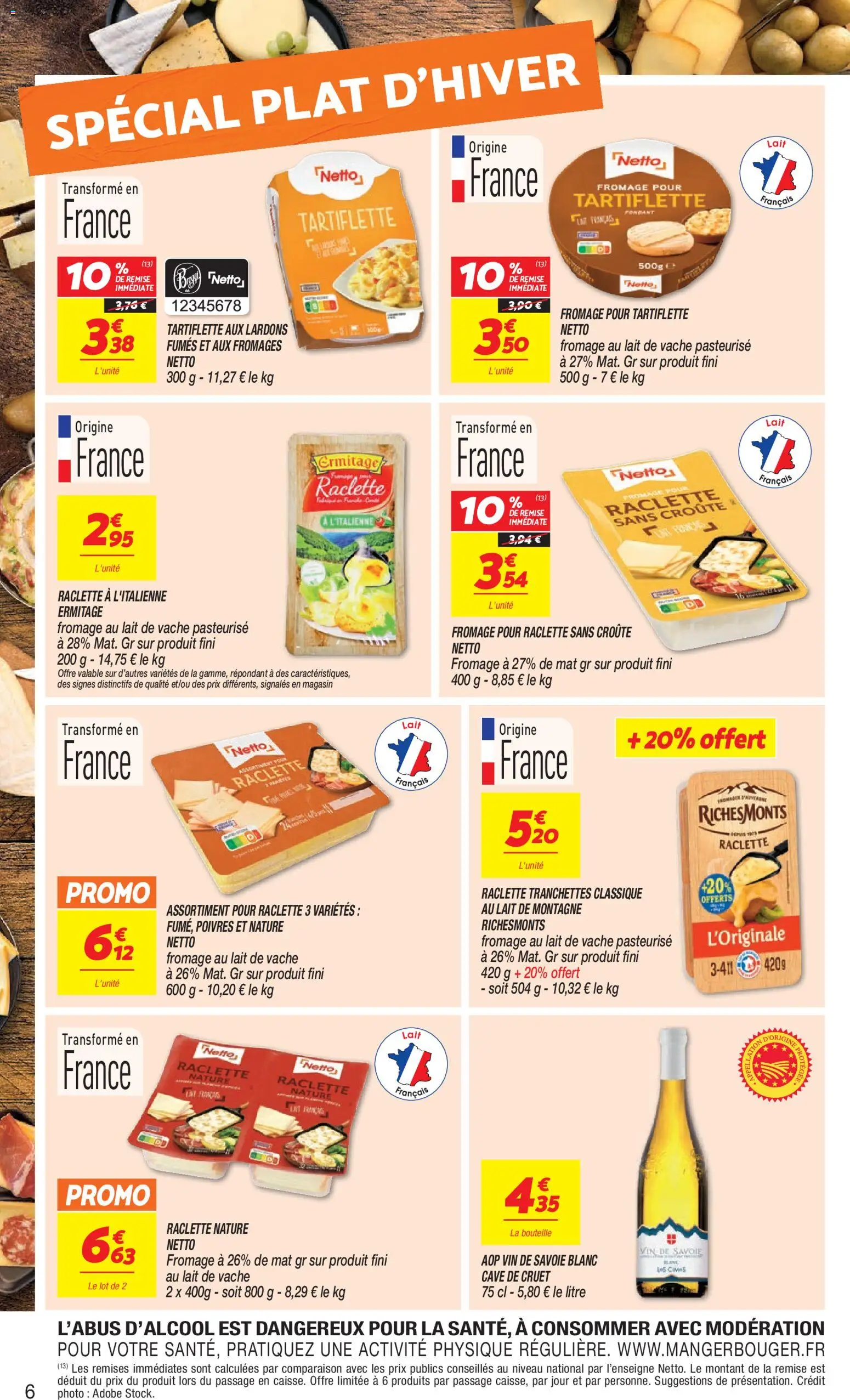 {H1} | Page: 6 | Produits: Tartiflette, Bouteille, Fromage, Fromage pour tartiflette