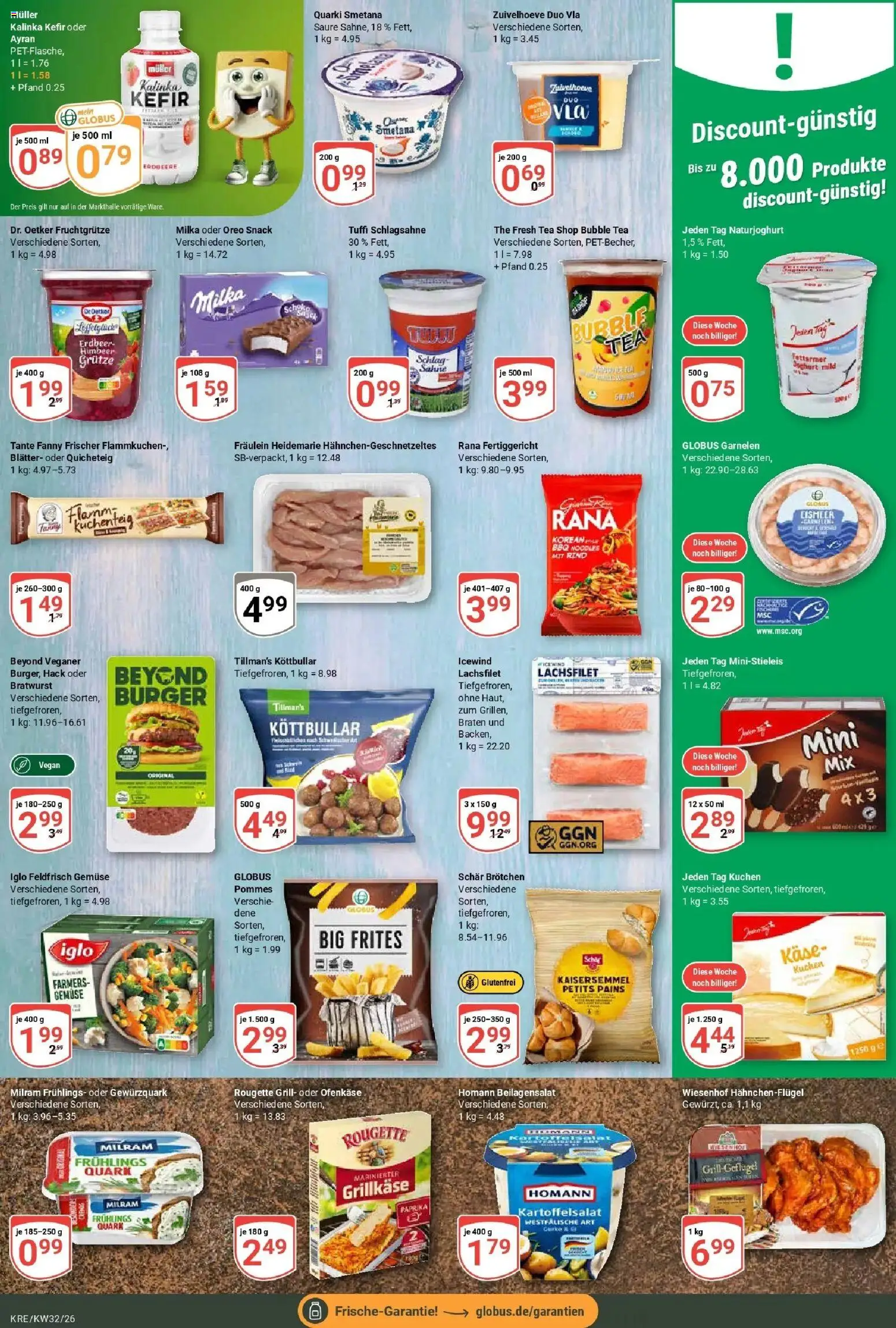 Globus Prospekt Krefeld (ab 03.08.2026) » Angebote online | Seite: 8 | Produkte: Käse, Garnelen, Paprika, Sahne