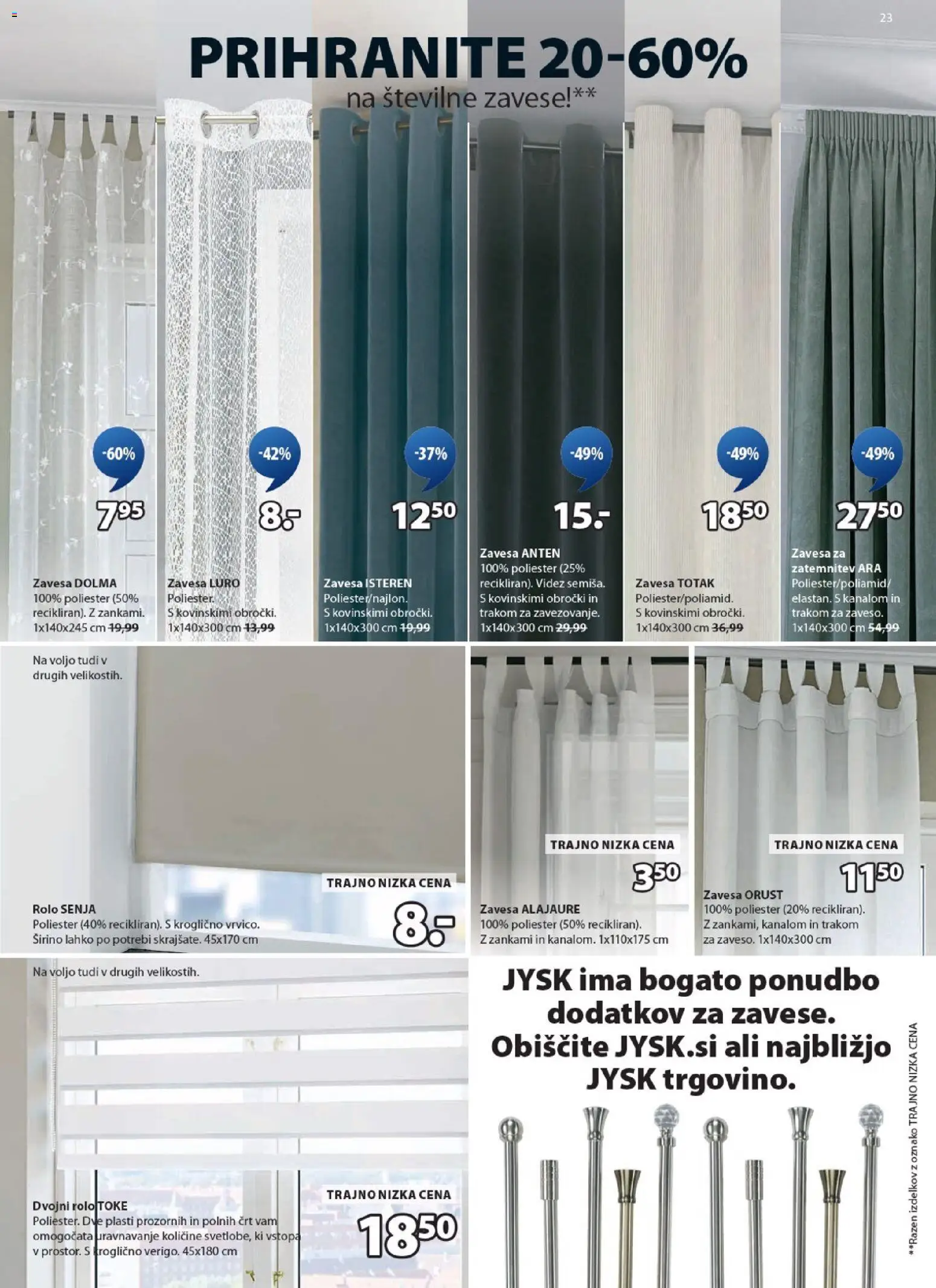 Novi JYSK katalog ponudbe – veljaven od 04.03.2026 | Stran: 23 | Izdelki: Rolo, Zavese
