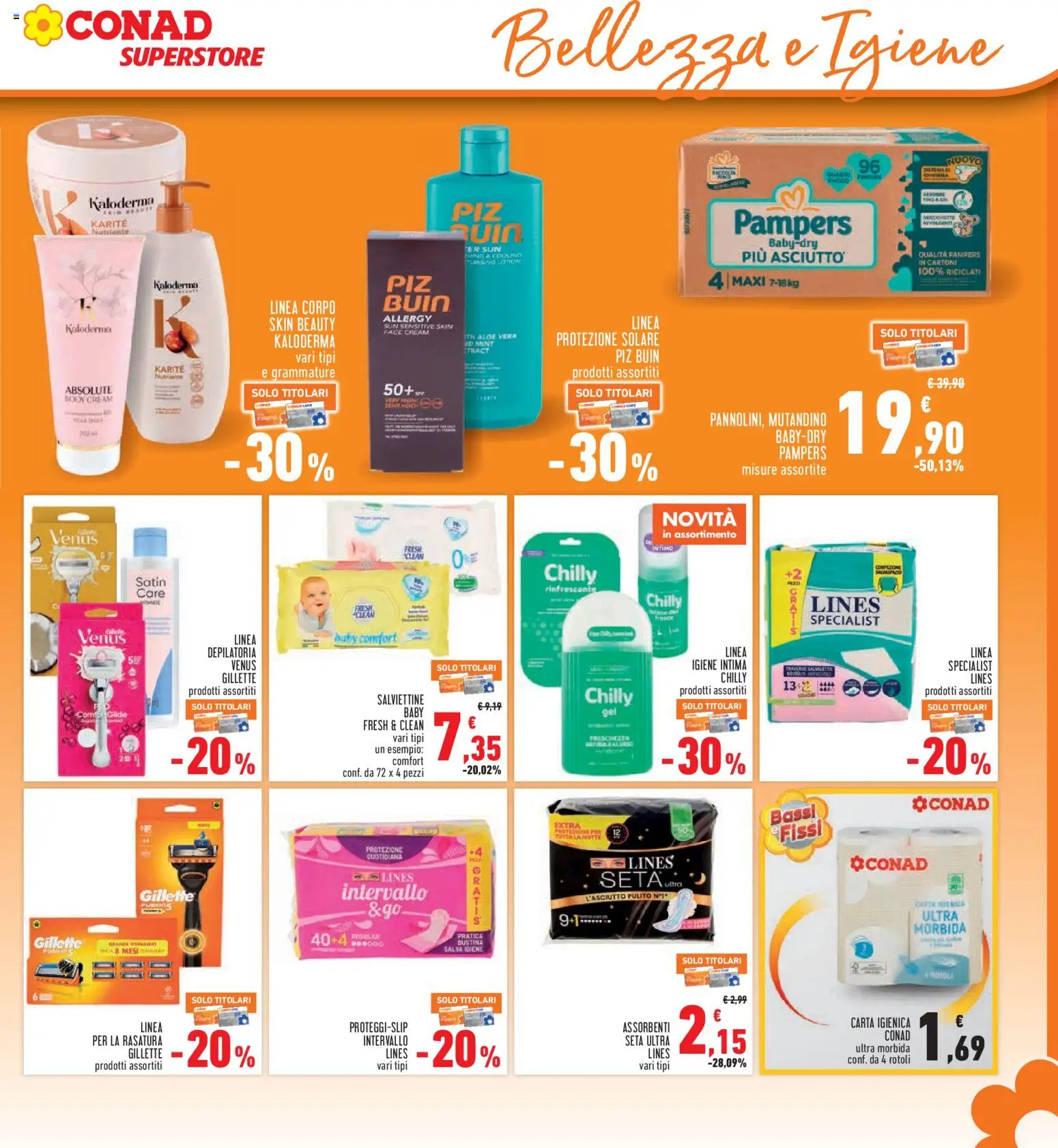 Volantino Conad del 16/07/2026 | Pagina: 25 | Prodotti: Carta igienica, Pampers, Aloe vera