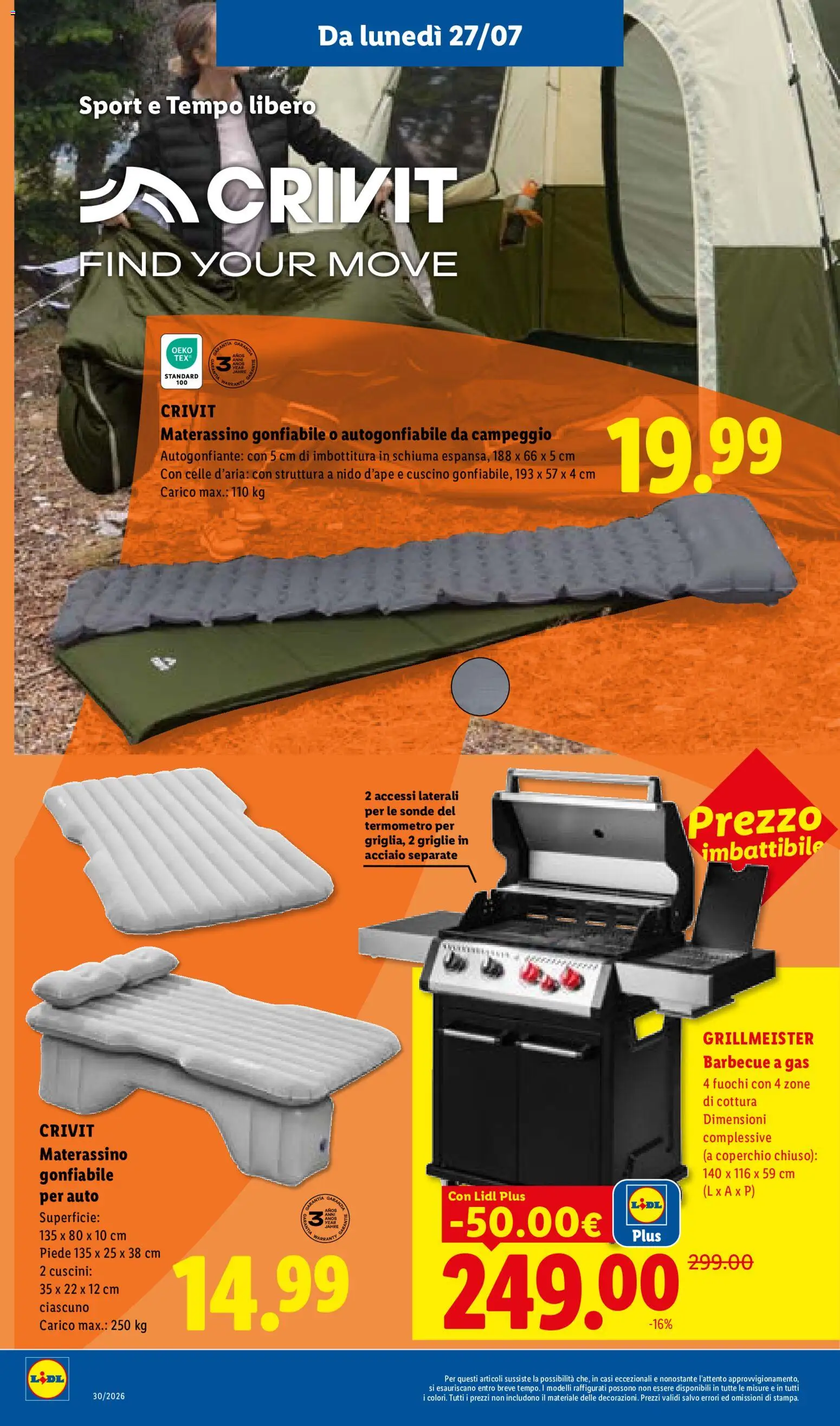 Volantino Lidl del 23/07/2026 | Pagina: 42 | Prodotti: Coperchio, Barbecue, Barbecue a gas, Gonfiabile