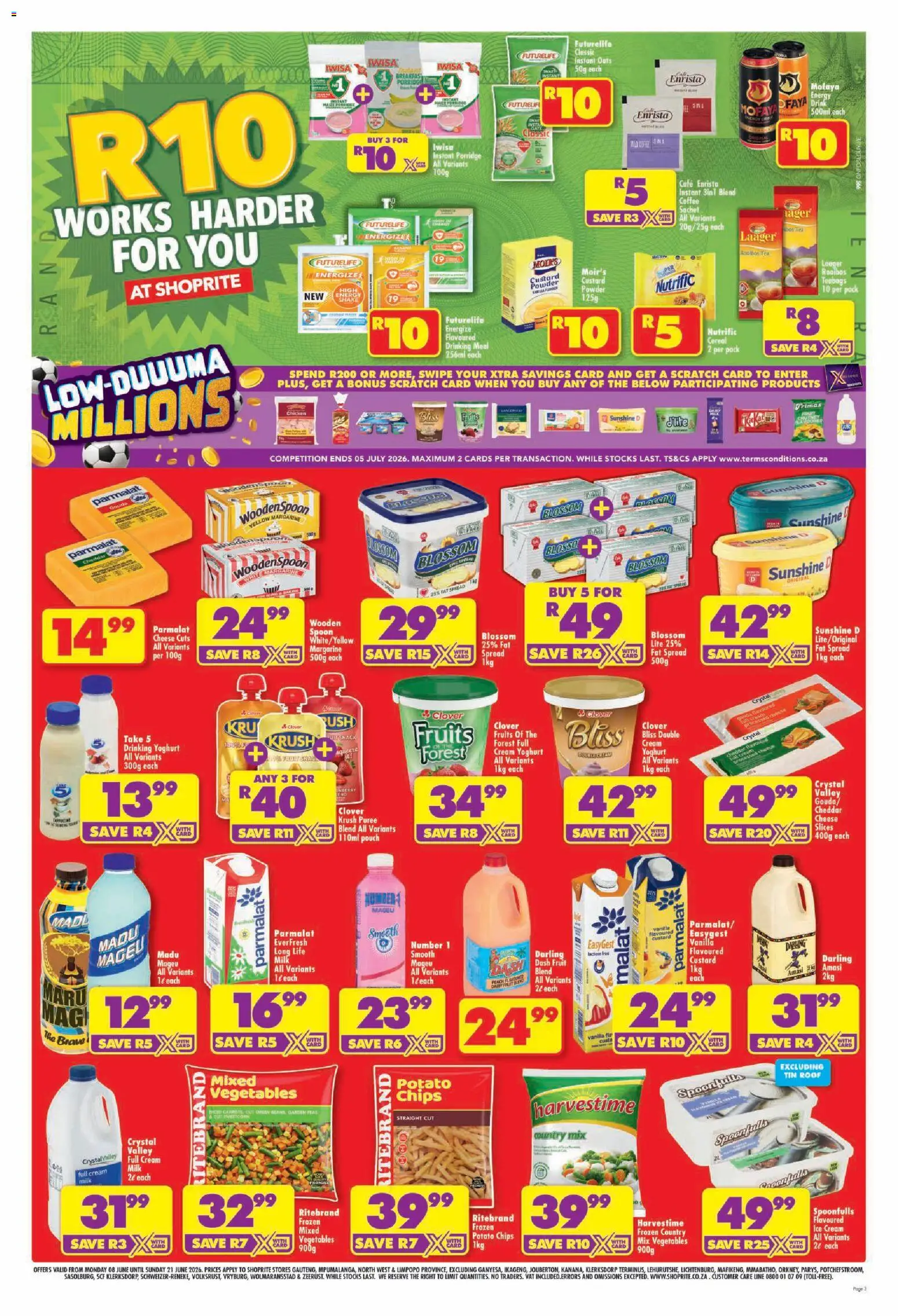 New Shoprite catalogue – valid from 08.06.2026 | Page: 3 | Products: Custard, Yoghurt, Juice, Powder
