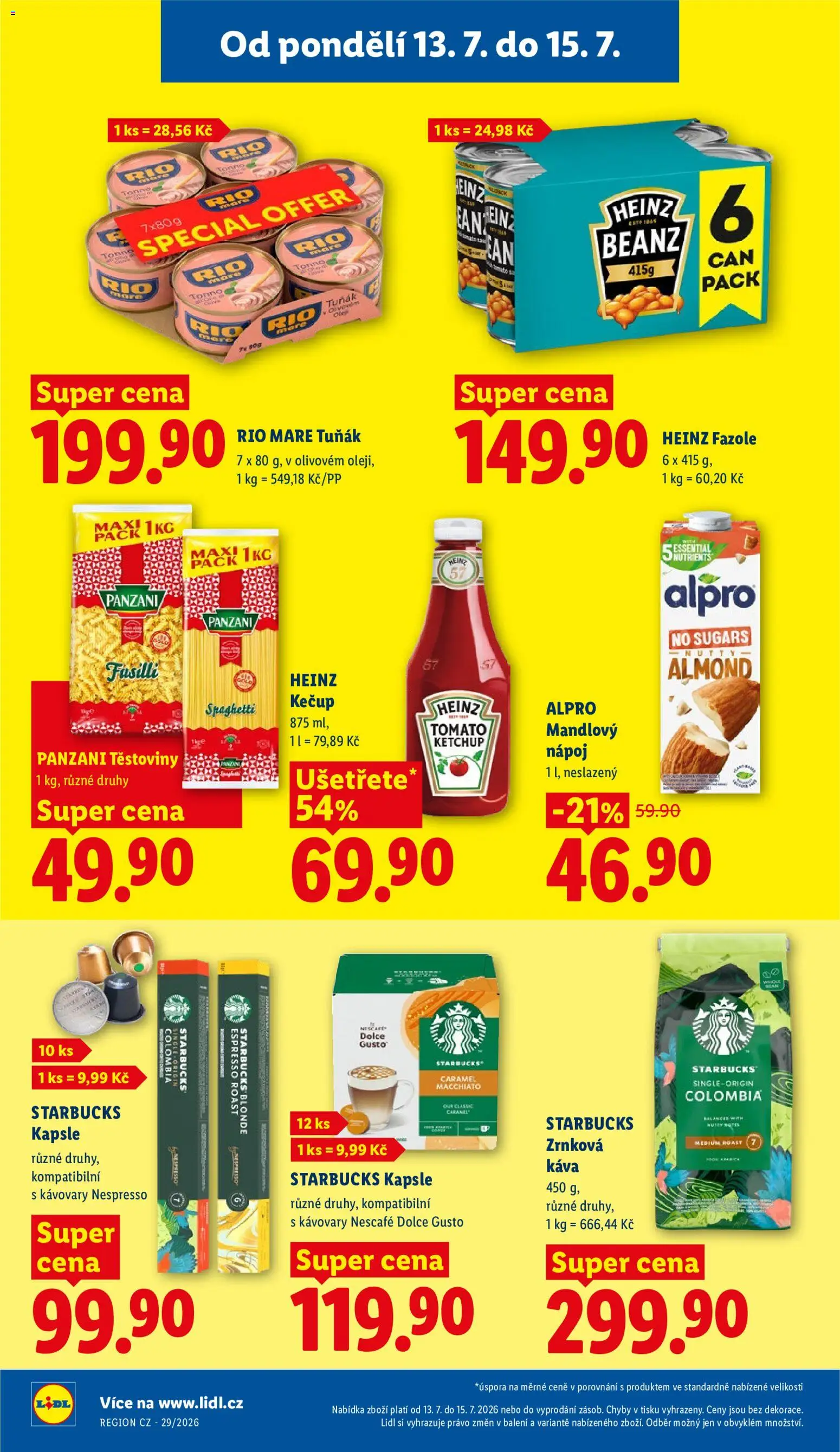 Lidl leták od 13.07.2026 | Strana: 20 | Produkty: Těstoviny, Kečup, Zrnková káva, Starbucks kapsle