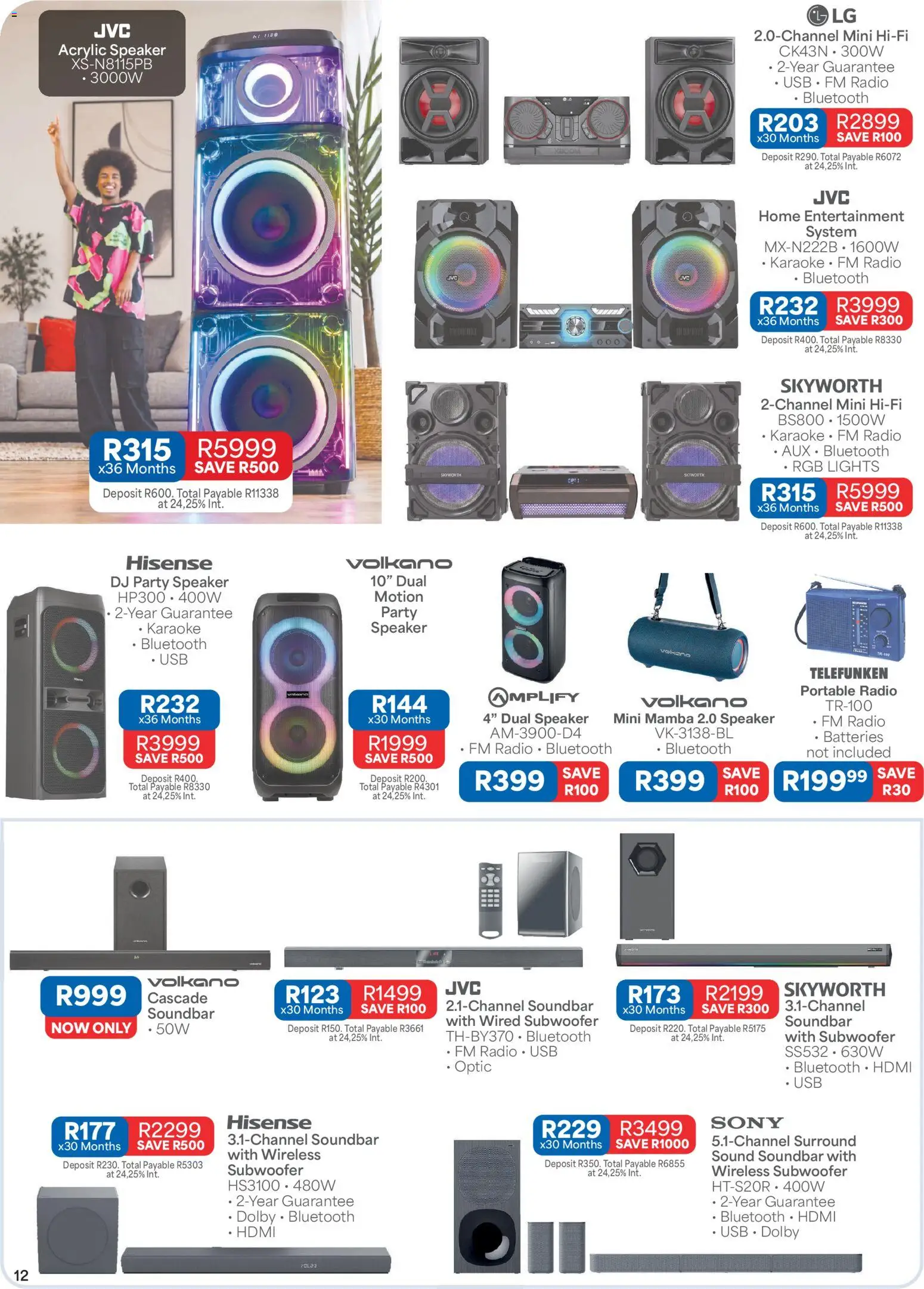 New OK Furniture catalogue – valid from 12/10/2026 | Page: 12 | Products: Radio, Speaker, USB, Subwoofer