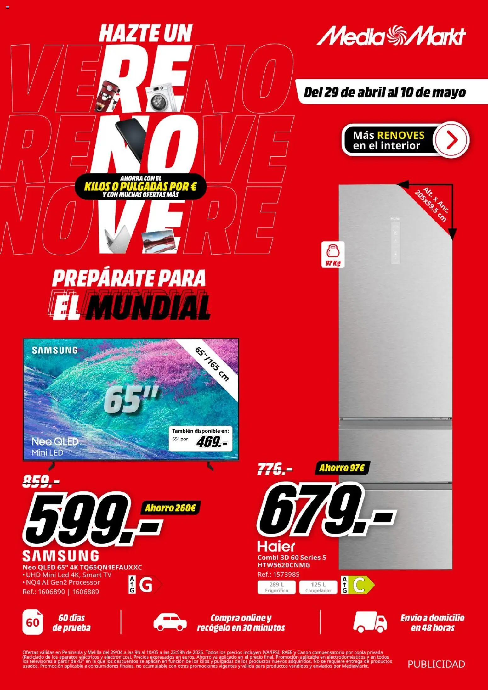 Media Markt folleto │ válido desde el 29.04.2026 | Página: 1 | Productos: Congelador, Combi