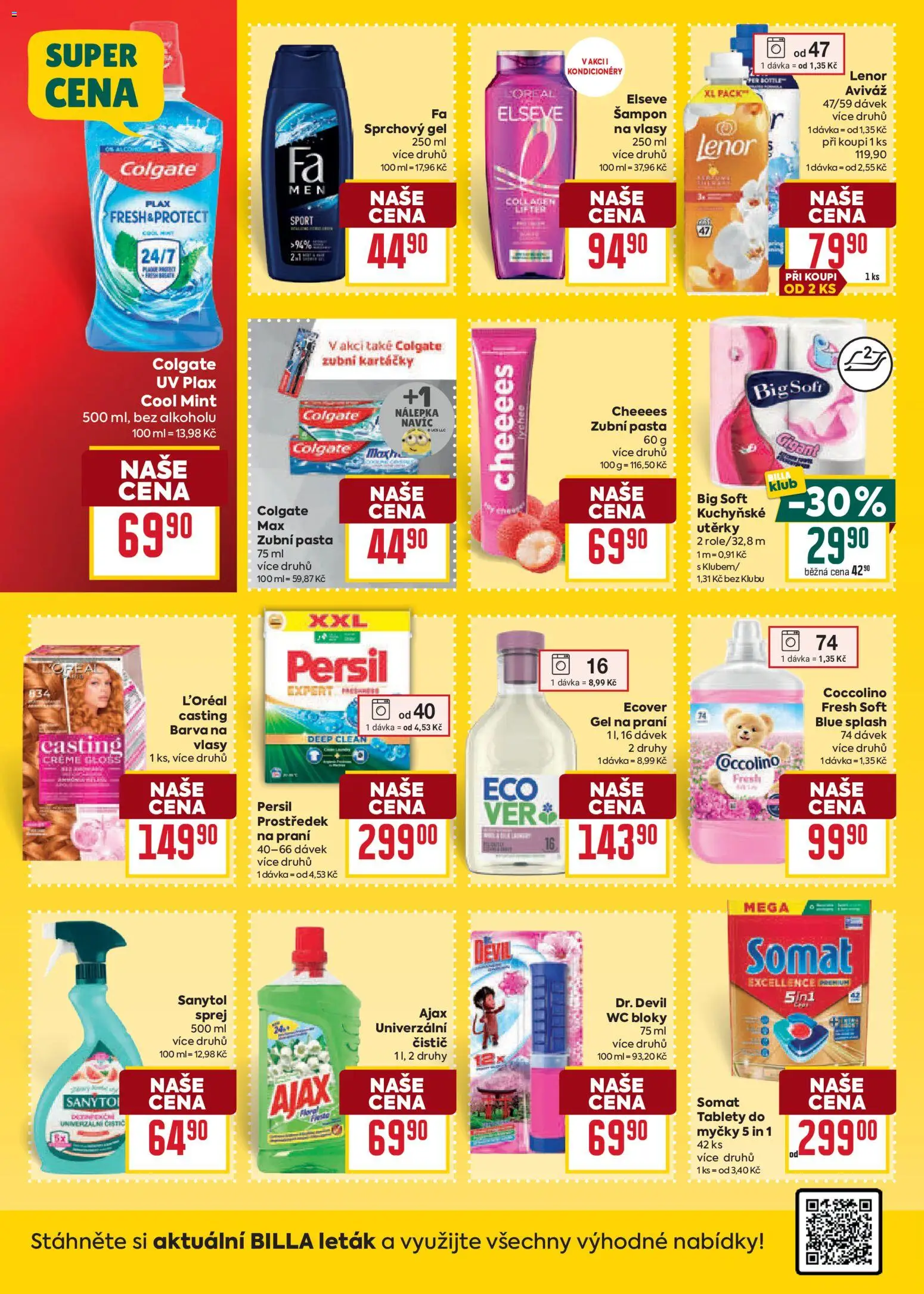 Billa Velký leták od 15.07.2026 | Strana: 30 | Produkty: Sprchový gel, Lenor, Somat, Persil