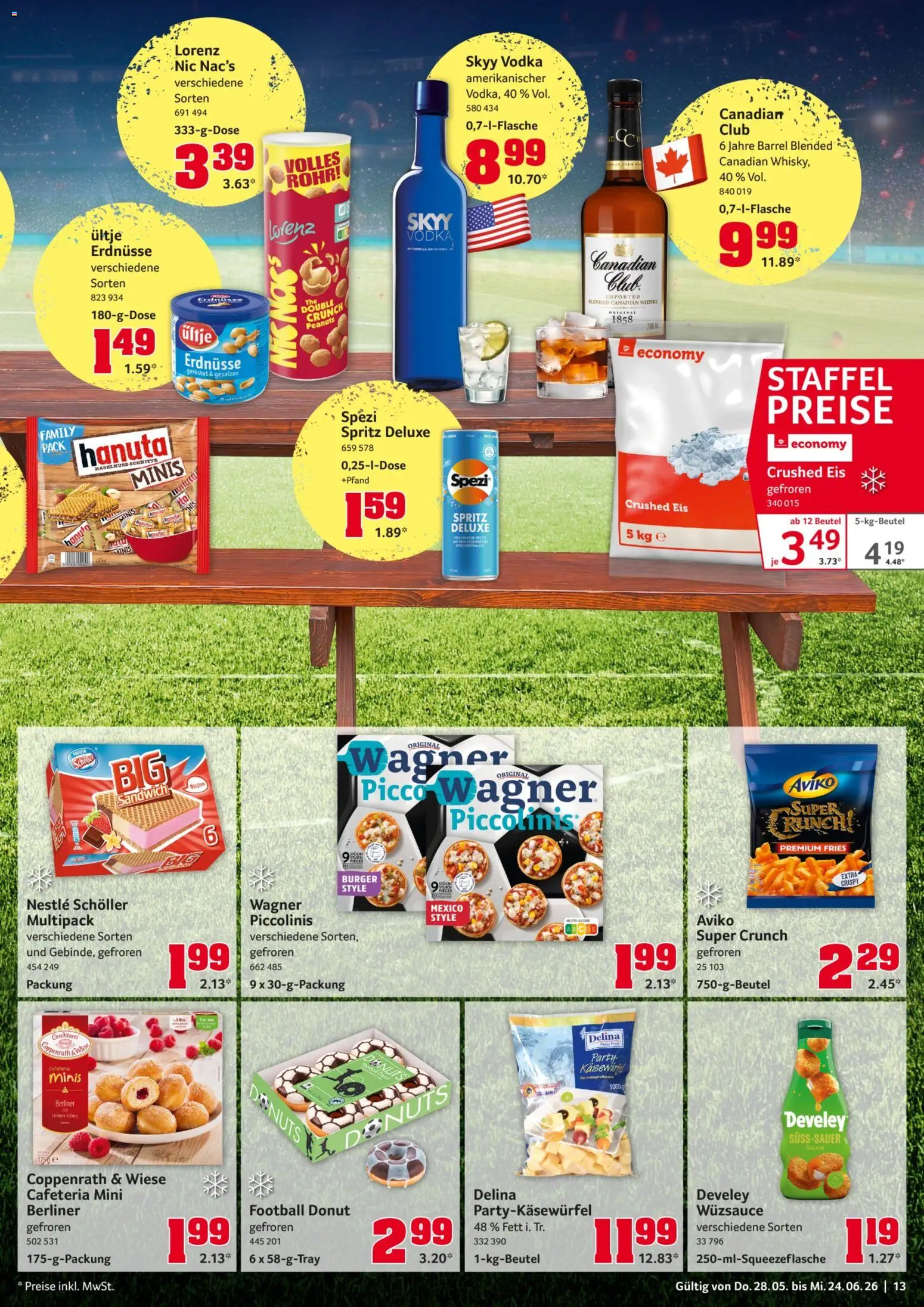 Selgros Fussball Sommer – gültig ab 28.05.2026 | Seite: 13 | Produkte: Whisky, Erdnüsse, Donuts, Piccolinis