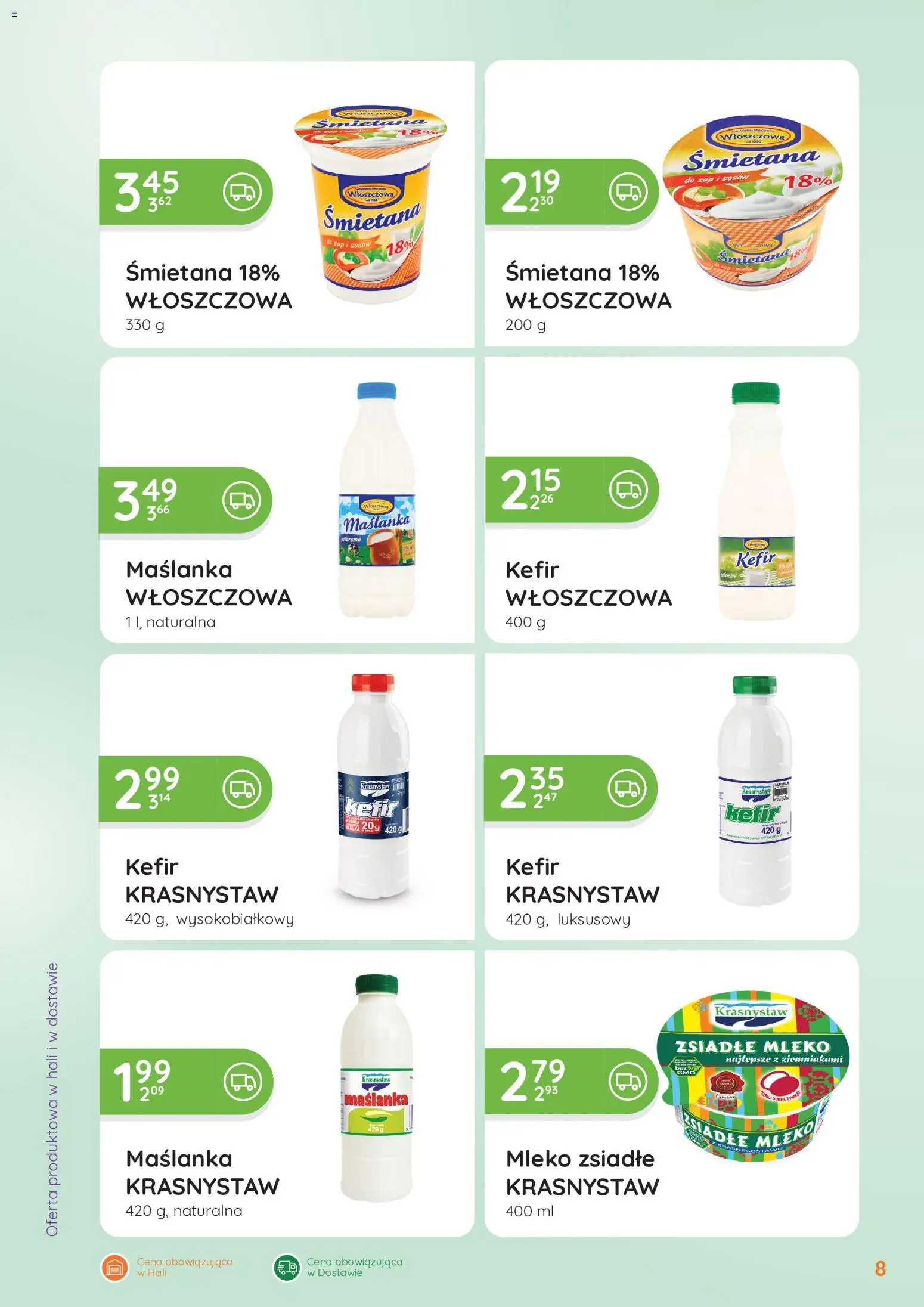 Eurocash gazetka - Oferta Handlowa od 01.06.2026 | Strona: 8 | Produkty: Kefir, Maślanka, Zsiadłe mleko, Śmietana