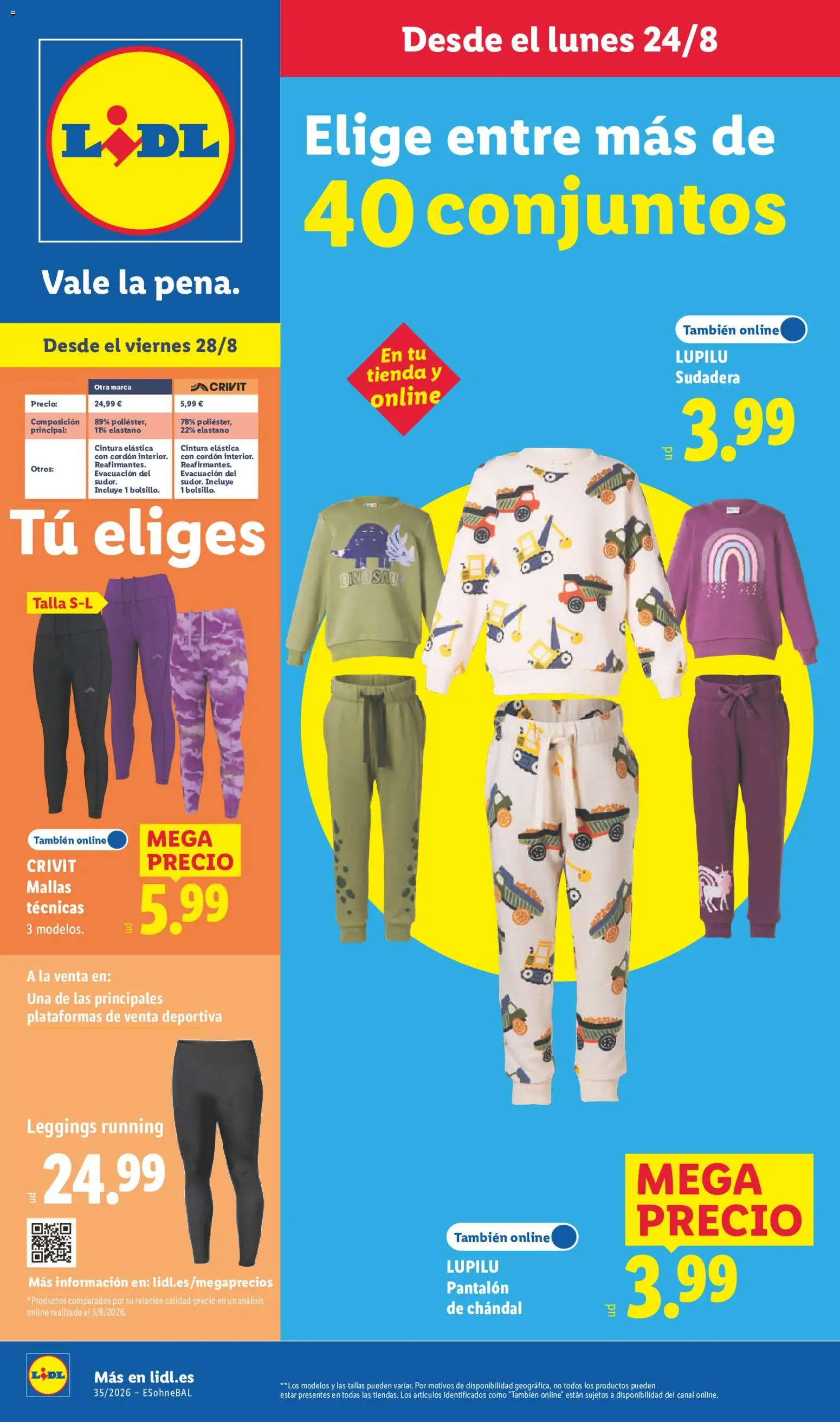 Lidl folleto de bazar │ válido desde el 24/08/2026 | Página: 1 | Productos: Sudadera, Leggings, Pantalón de chándal
