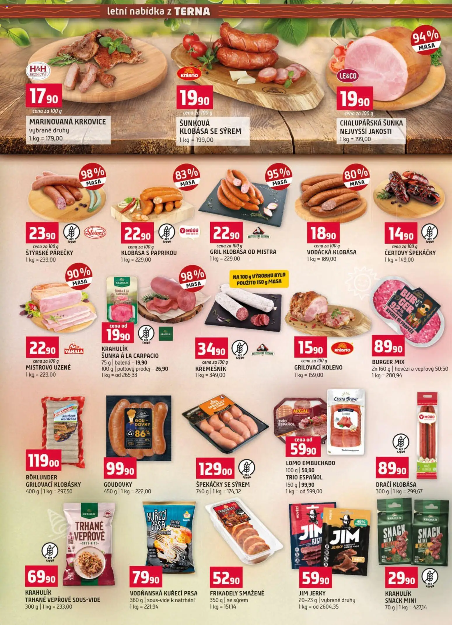 Terno leták od 19.08.2026 | Strana: 23 | Produkty: Burger, Kuřecí prsa, Uzeniny, Jerky