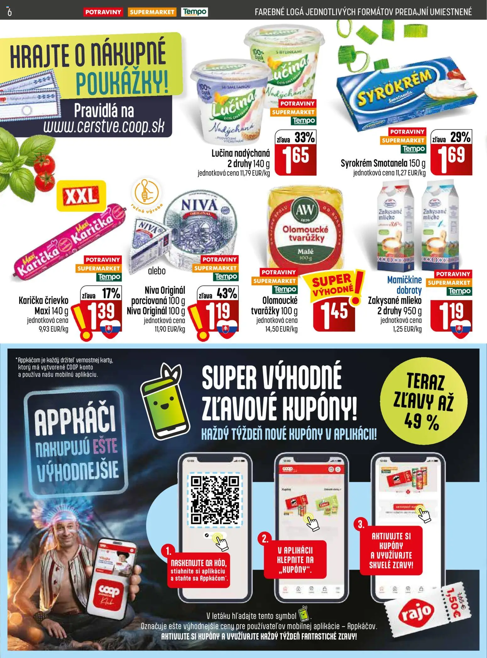 Nové COOP Jednota akcie – leták je platný od 06.08.2026 | Strana: 6 | Produkty: Mlieko, Niva, Zakysané mlieko, Tvarôžky