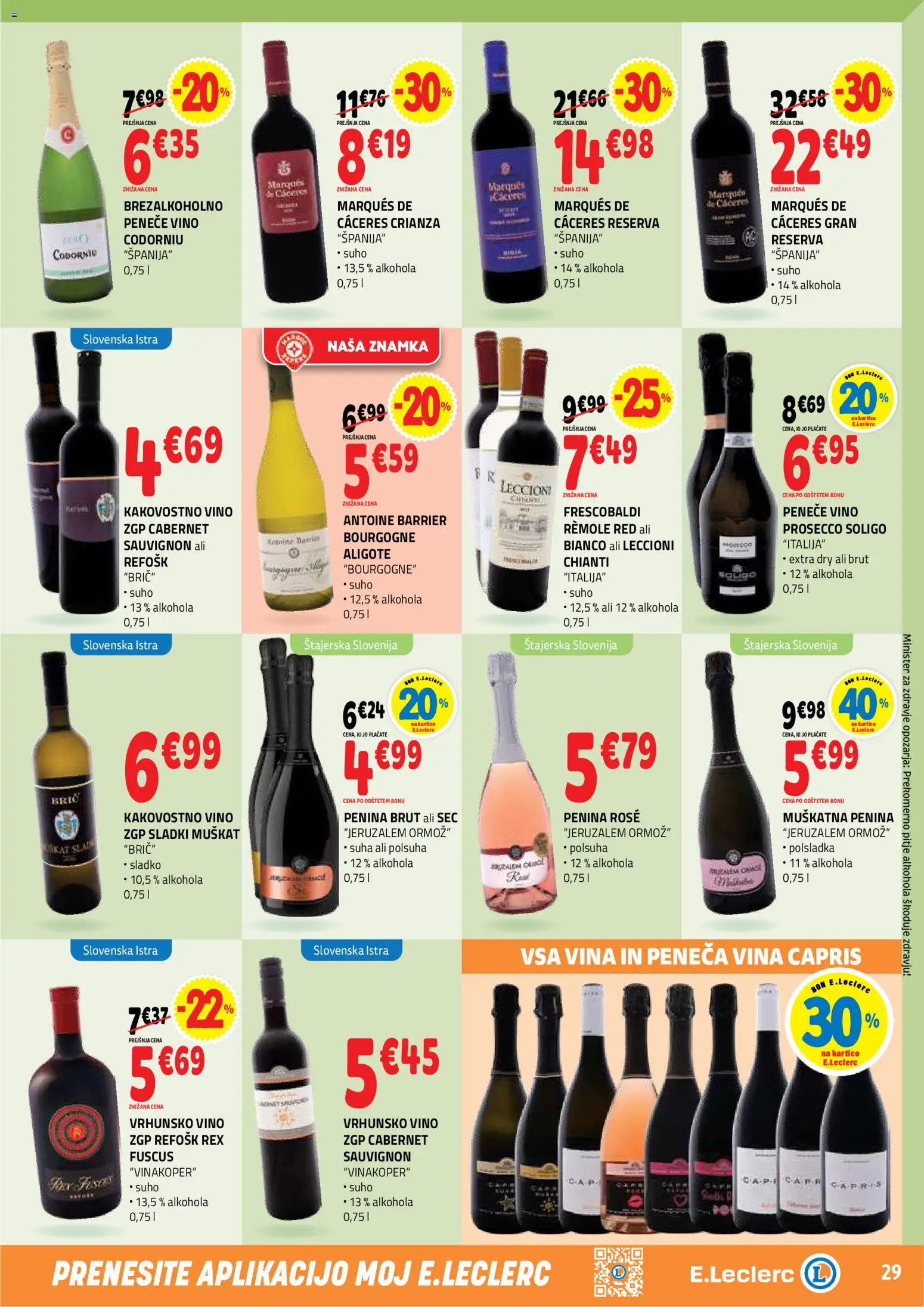 Novi E.leclerc katalog ponudbe – veljaven od 13.05.2026 | Stran: 29 | Izdelki: Penina, Vino