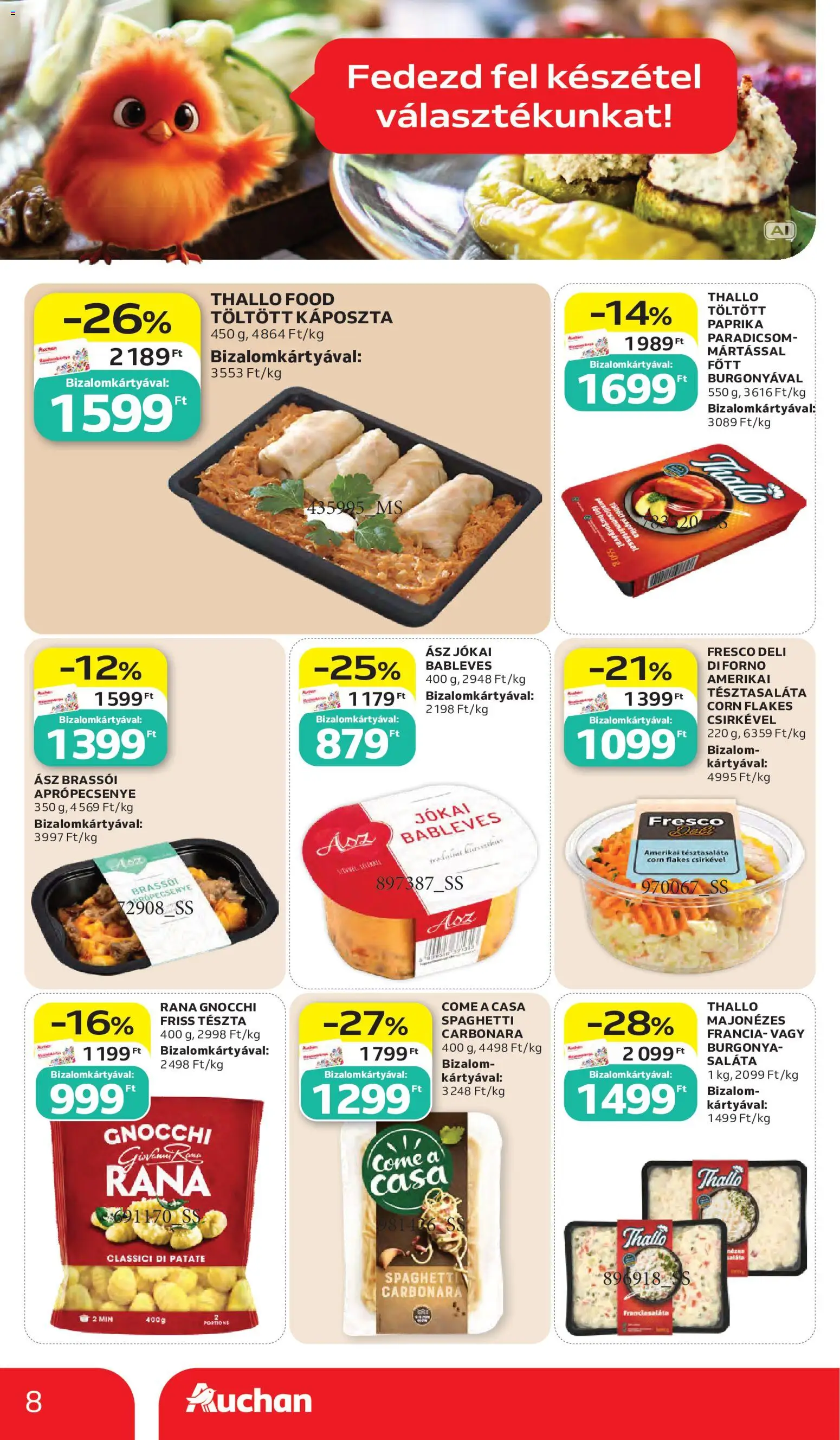 Auchan akciós ujság - amely érvényes a következő dátumtól: 2026.10.15. | Oldal: 8 | Termékek: Káposzta, Burgonya, Paradicsom, Gnocchi