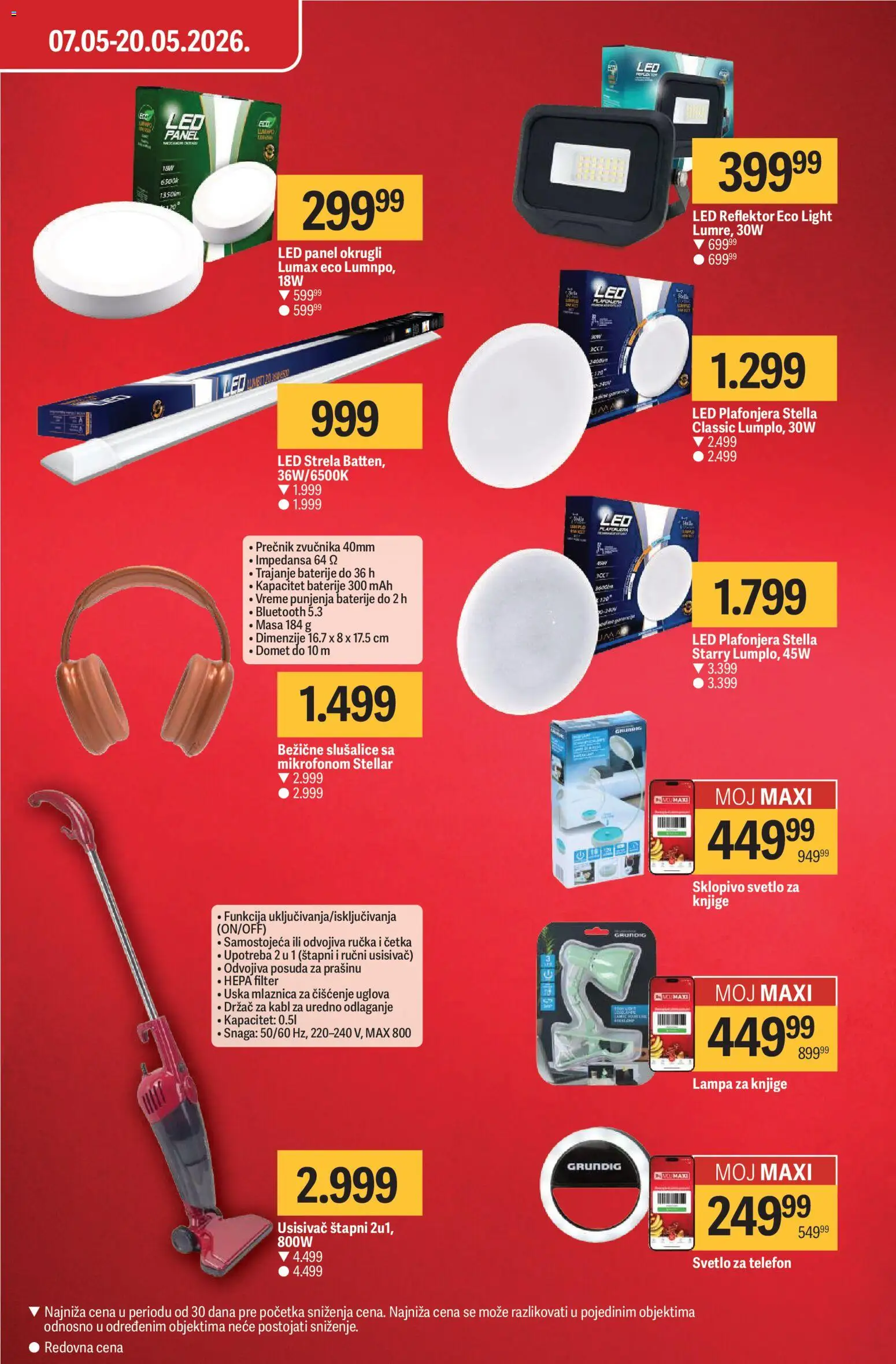 Mega Maxi katalog - važi od 07.05.2026 | Strana: 3 | Proizvode: Telefon, Slušalice, Ručni usisivač, Baterije