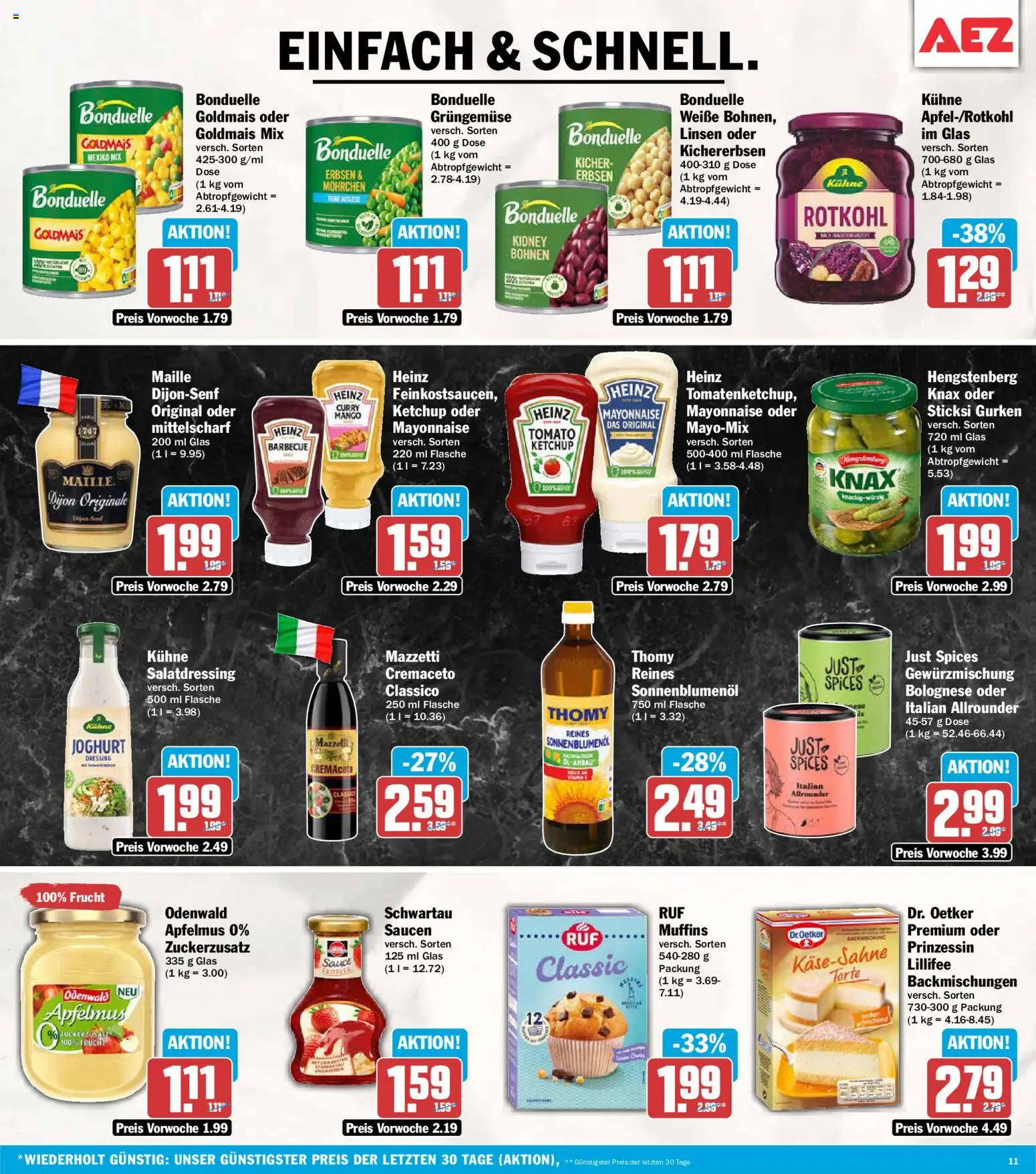 AEZ Prospekt – gültig ab 07.09.2026 | Seite: 11 | Produkte: Rotkohl, Joghurt, Dressing, Erbsen