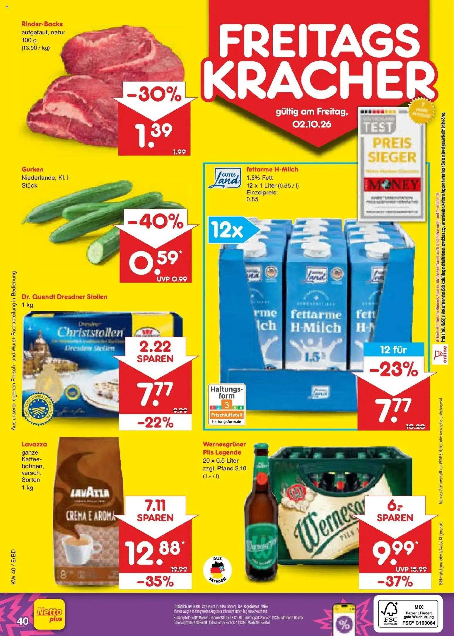 Netto Marken-Discount Prospekt Weimar – gültig ab 28.09.2026 | Seite: 62 | Produkte: Lavazza, Kaffee, Pils, Gurken