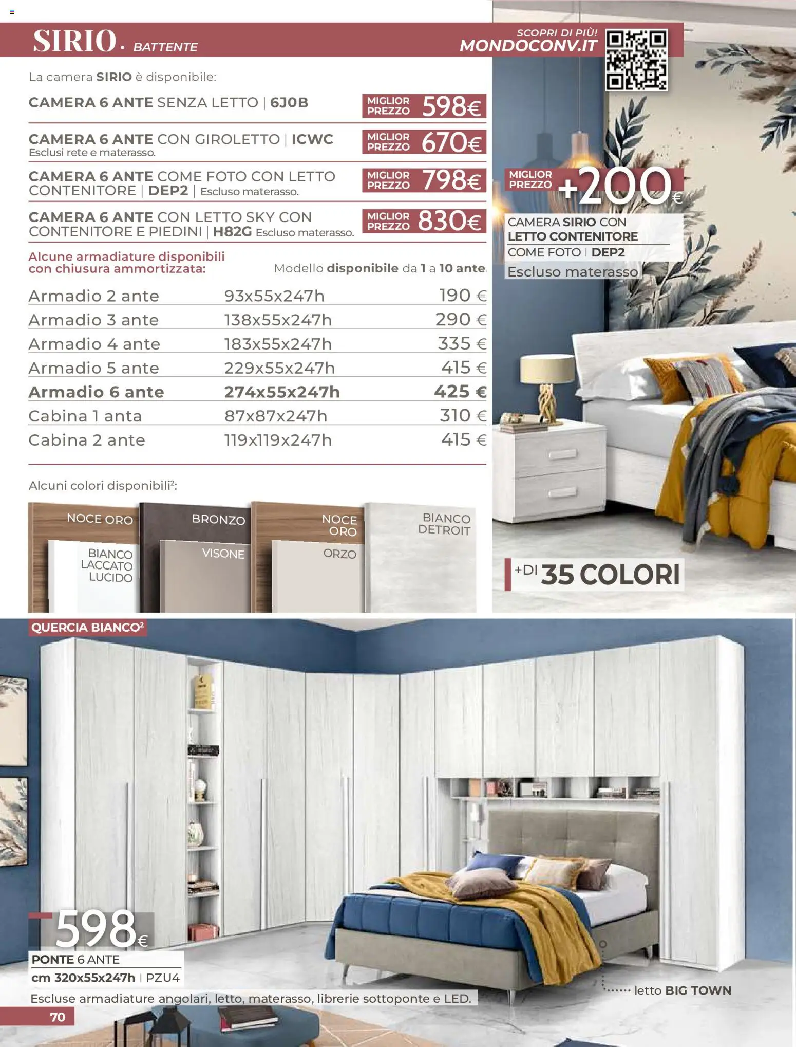 Volantino Mondo Convenienza del 01/09/2026 | Pagina: 72 | Prodotti: Letto contenitore, Letto, Materasso, Armadio