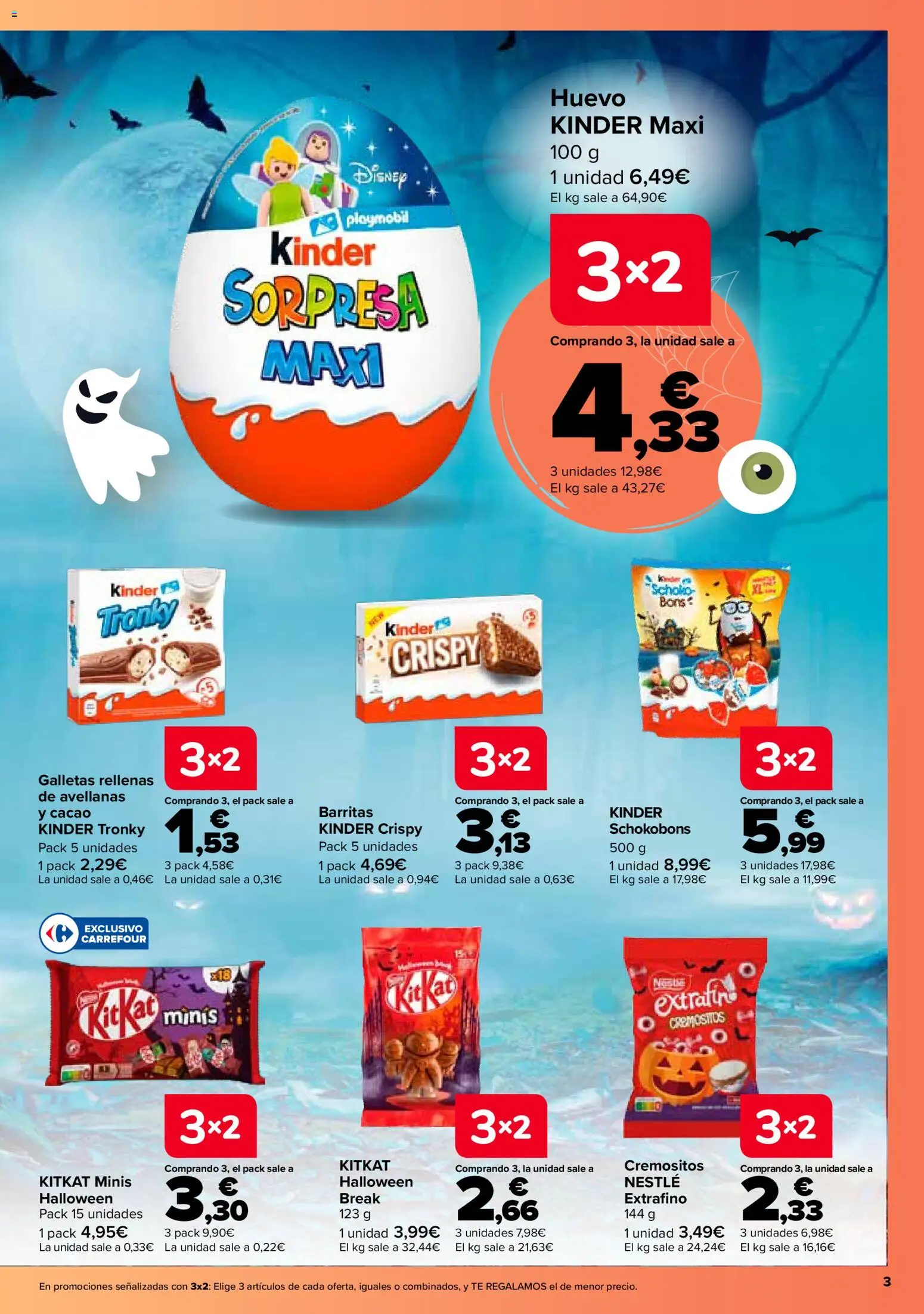 Carrefour Halloween │ válido desde el 06/10/2026 | Página: 3 | Productos: Chocolate, Galletas, Galletas rellenas, Cacao