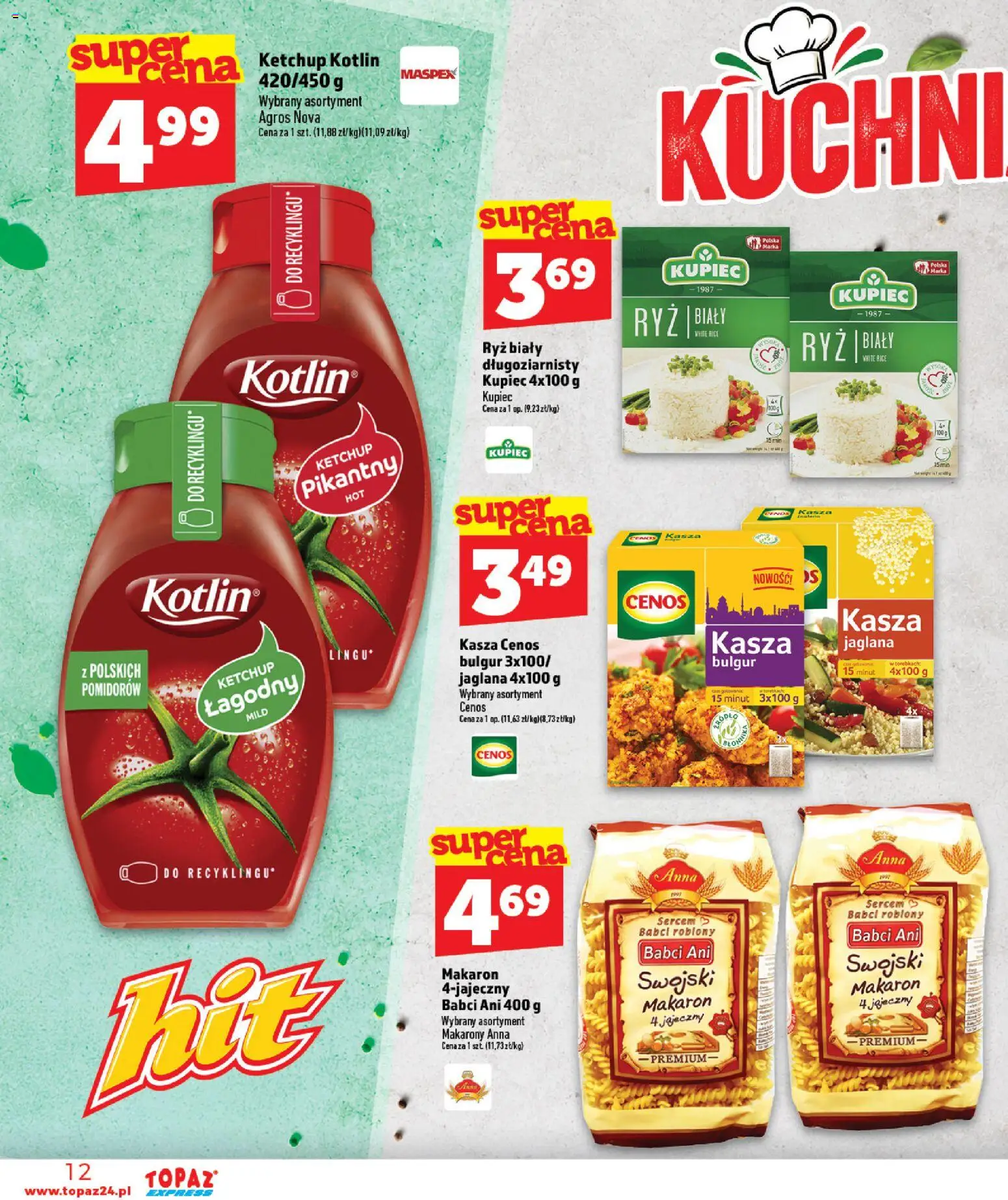 Topaz gazetka - Express od 29.10.2026 | Strona: 12 | Produkty: Kasza, Bulgur, Ryż, Makaron