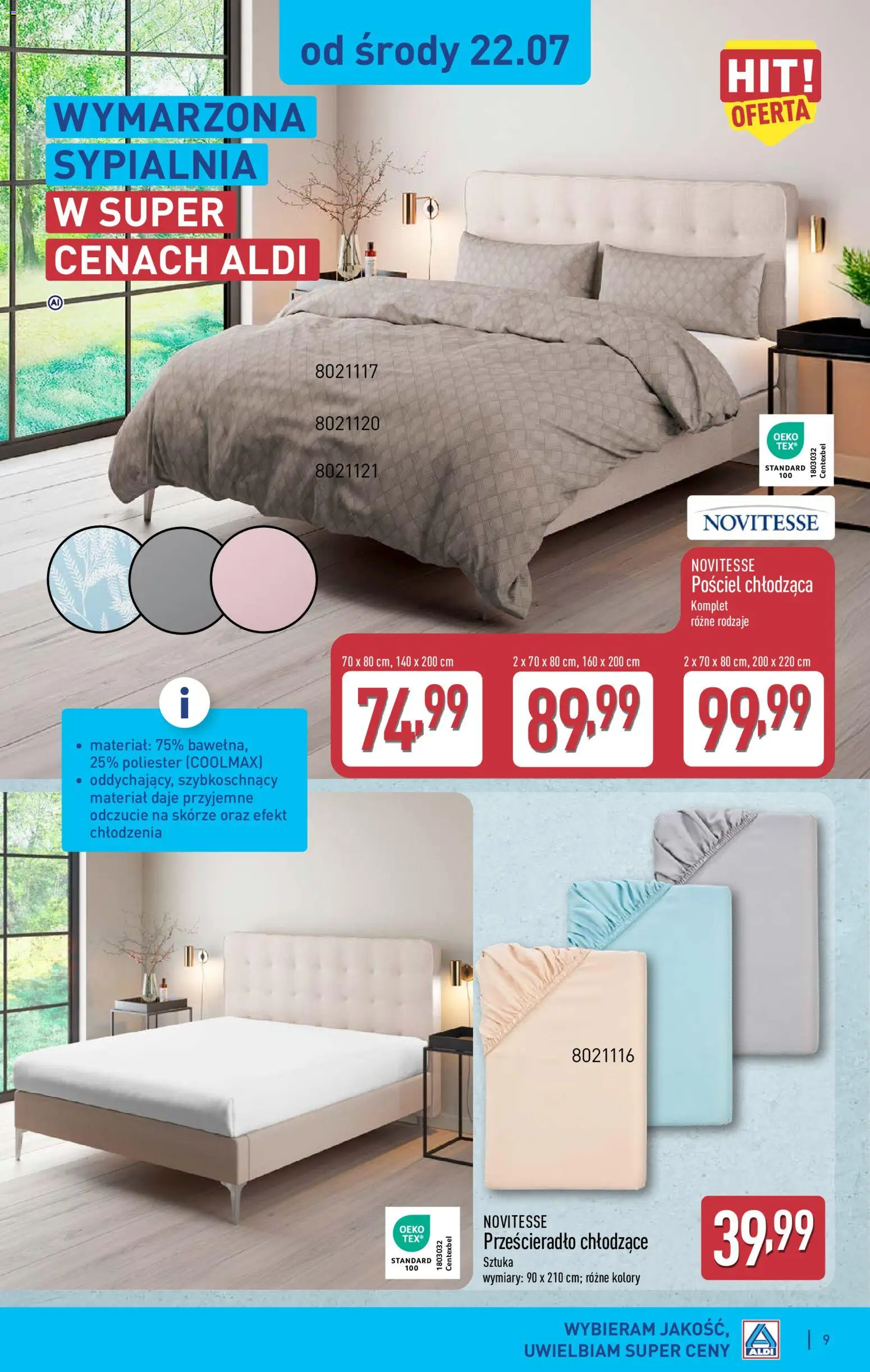 Aldi gazetka - Hity od Środy i od Soboty od 22.07.2026 | Strona: 9 | Produkty: Pościel