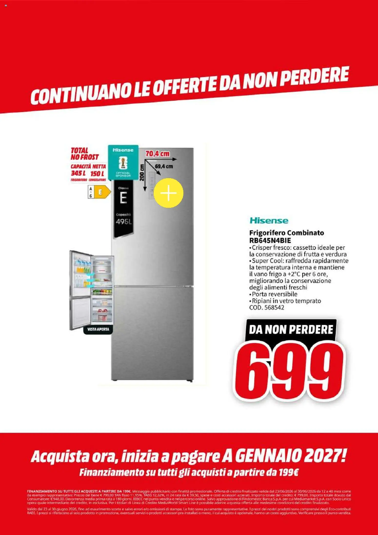 Volantino Media World del 23/06/2026 | Pagina: 57 | Prodotti: Frutta, Frigorifero, Congelatore, Frigorifero combinato