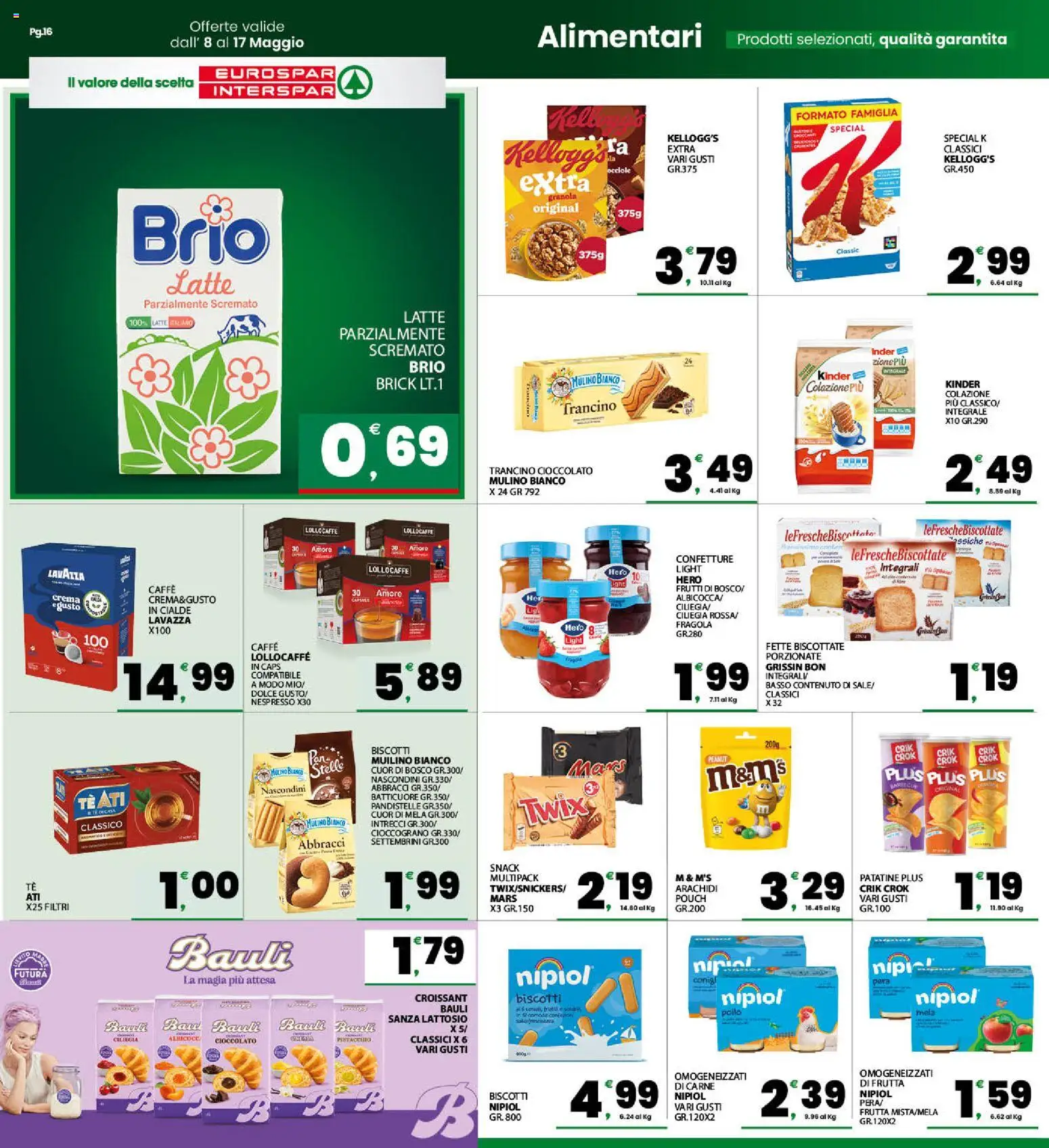Volantino Interspar del 08.05.2026 | Pagina: 16 | Prodotti: Patatine, Biscotti, Arachidi, Fette biscottate
