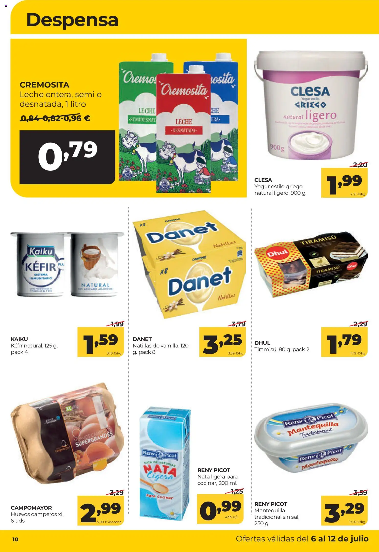Alimerka folleto Castilla y León │ válido desde el 06/07/2026 | Página: 10 | Productos: Leche, Yogur, Huevos, Συσκευή ροής