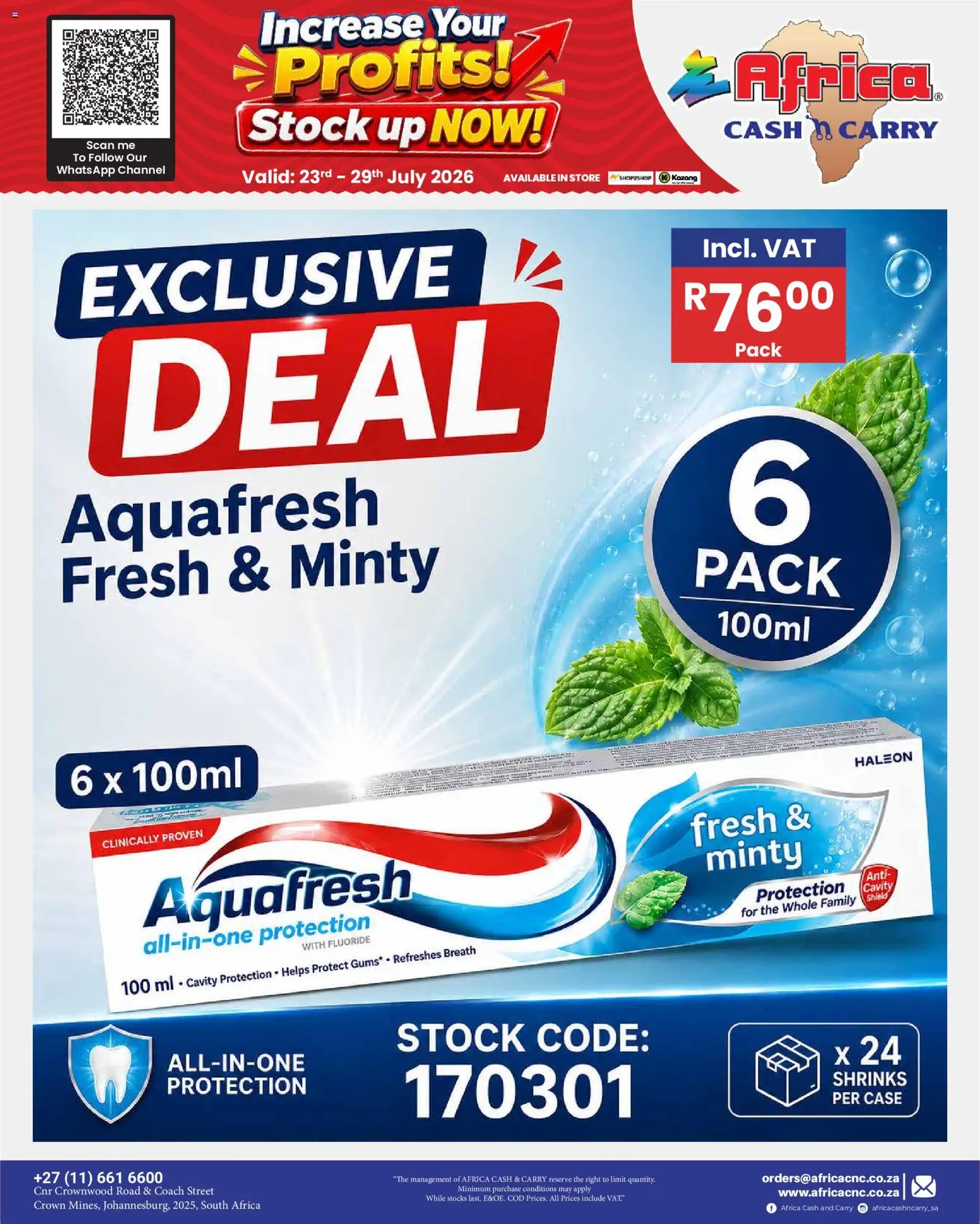 New Africa Cash & Carry catalogue – valid from 23/07/2026 | Page: 15 | Products: Case, Stock