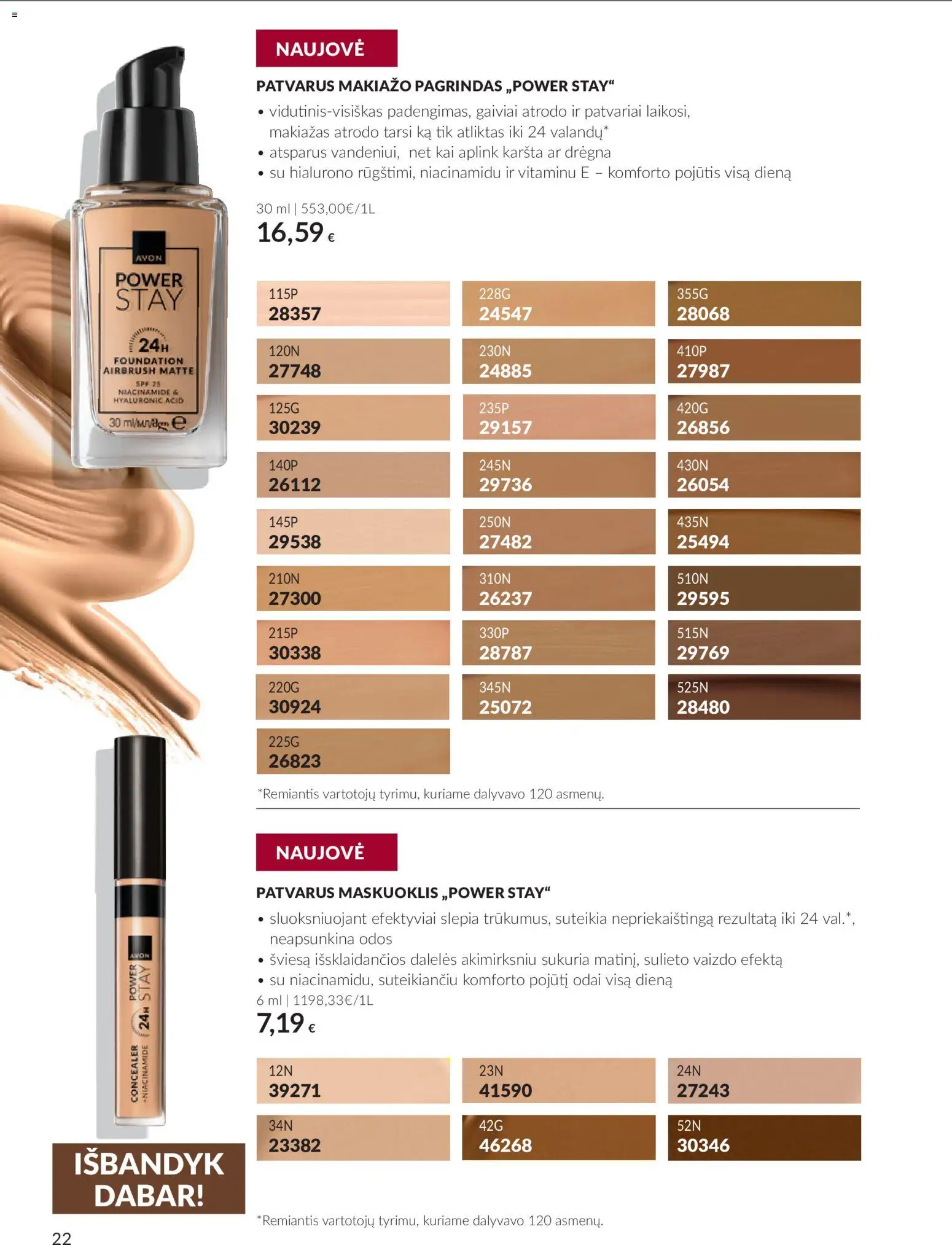 AVON akcijos nuo 2026.09.30 | Puslapis: 22 | Prekių: Makiažo pagrindas, Maskuoklis, Makiažas, Vaizdo