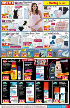 Norma Prospekt ab 15.06.2026 gültig | Seite: 5 | Produkte: Kissen, Kleiderbügel, Shampoo, Creme