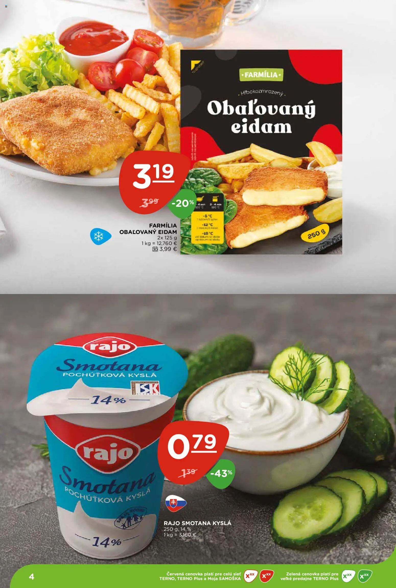 Nové Terno akcie – leták je platný od 13.08.2026 | Strana: 4 | Produkty: Smotana, Eidam