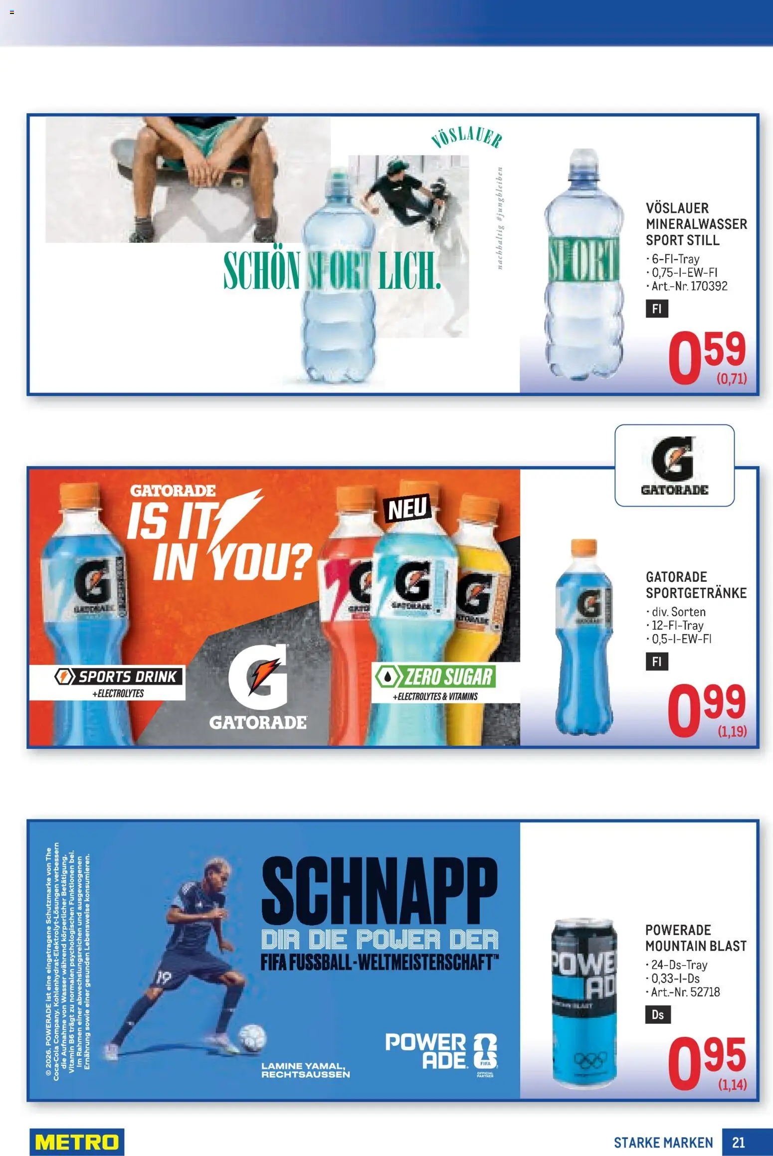 Metro angebote Starke Marken gültig ab 25.06.2026 | Seite: 21 | Produkte: Wasser