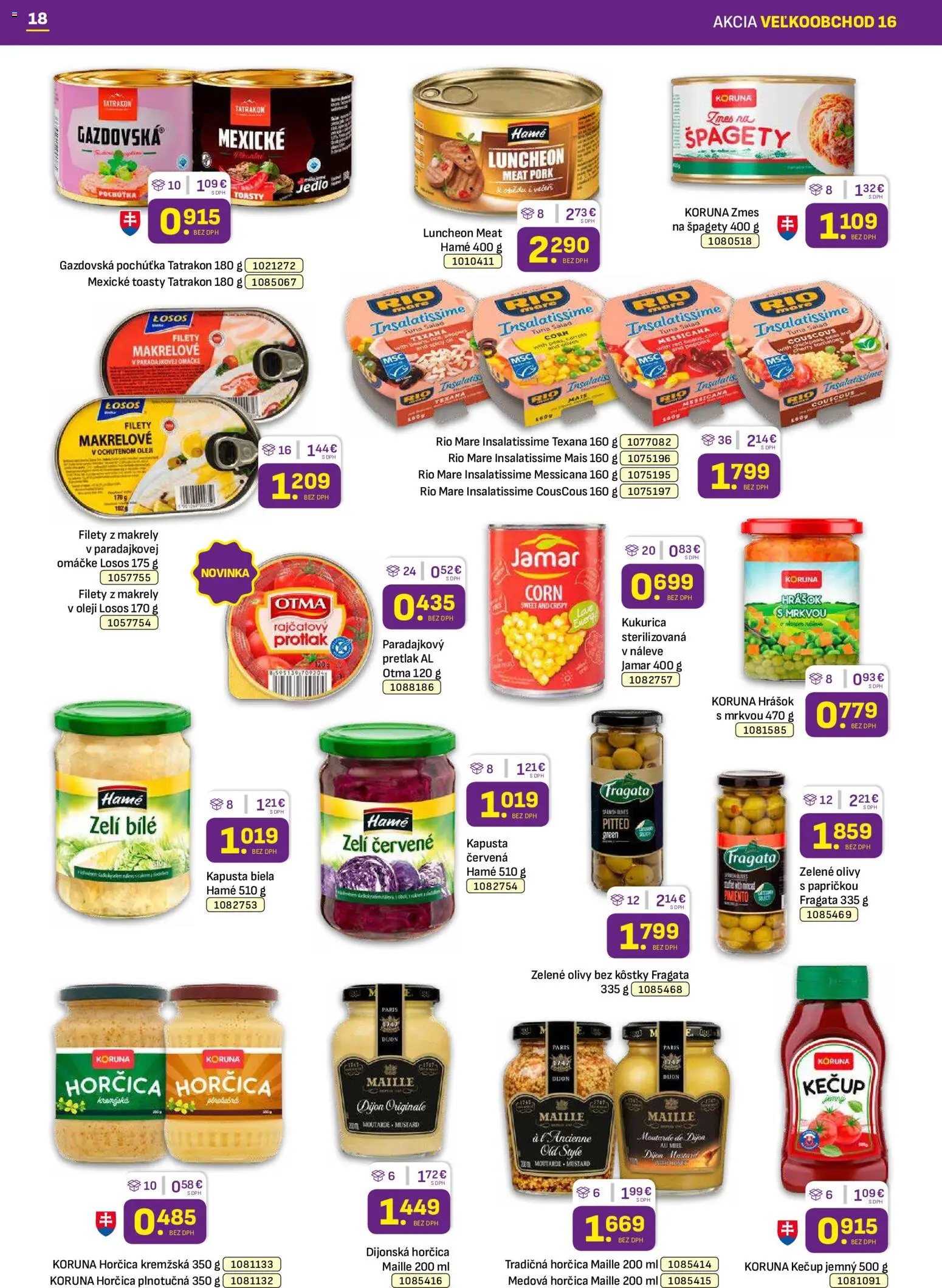 Nové Libex akcie – leták je platný od 10.08.2026 | Strana: 18 | Produkty: Kapusta, Hrášok, Olivy, Horčica