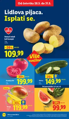 Lubenica, 1 kg - pregled Lidl kataloga - važi od 28.05.2026 | Strana: 16 | Proizvode: Lubenica, Tikvica, Beli krompir, Paradajz