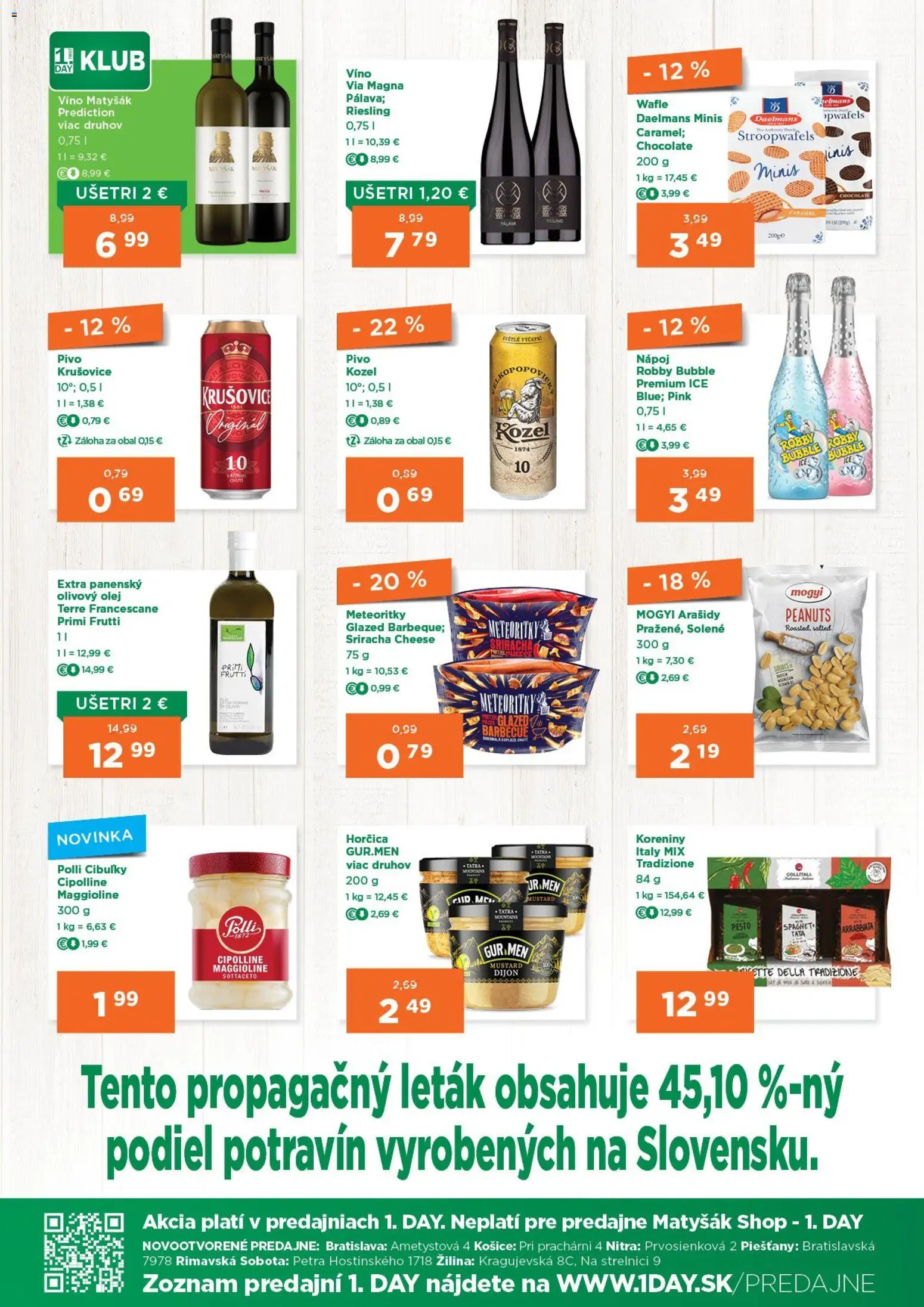 Nové 1day akcie – leták je platný od 21.05.2026 | Strana: 3 | Produkty: Pivo, Olej, Olivový olej, Krušovice