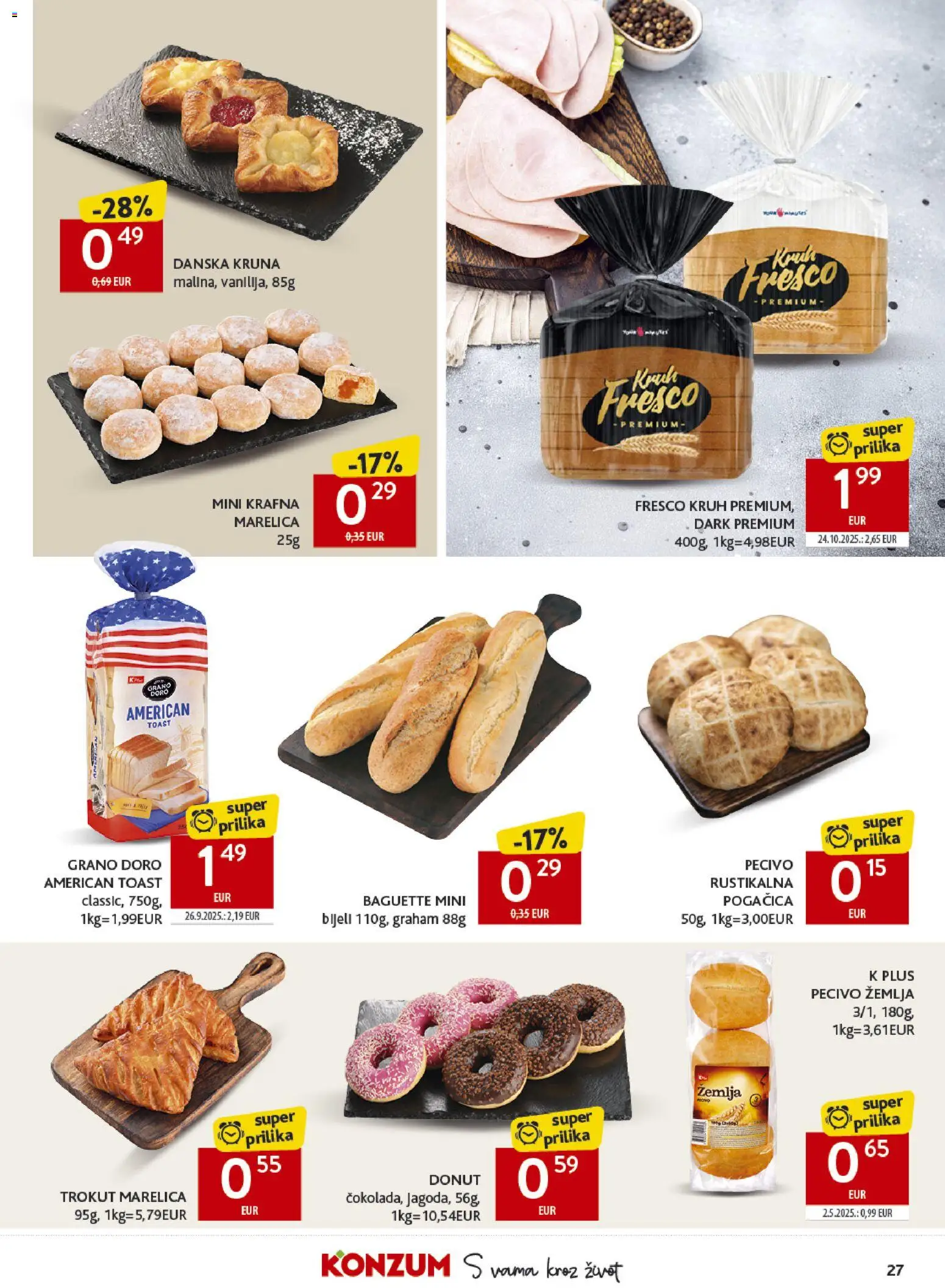 Konzum katalog | vrijedi od 15.04.2026 | Stranica: 27 | Proizvodi: Kruh, Toast, Pecivo