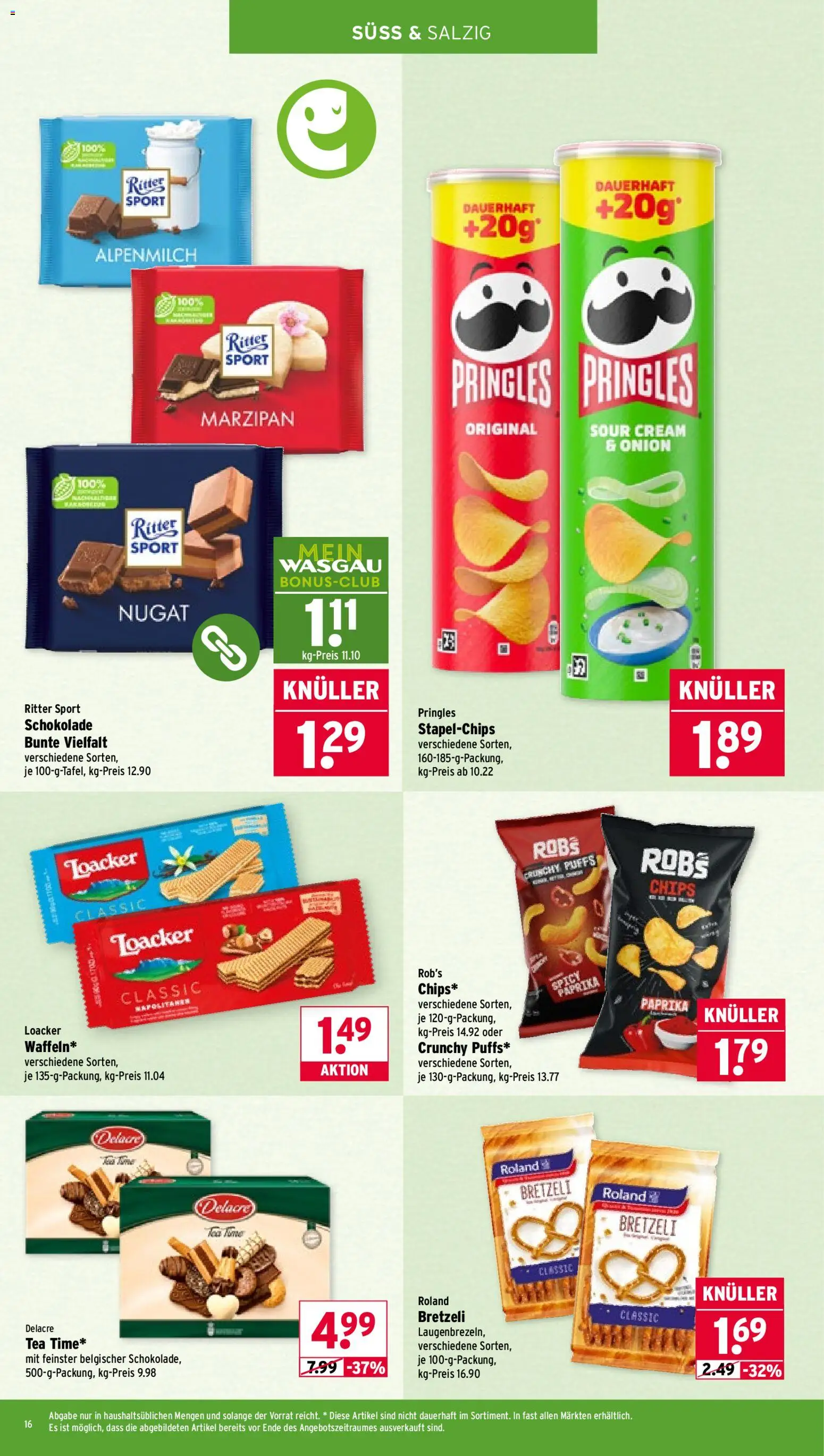 Wasgau Prospekt 	 – gültig ab 04.05.2026 | Seite: 16 | Produkte: Schokolade, Ritter sport, Paprika, Pringles