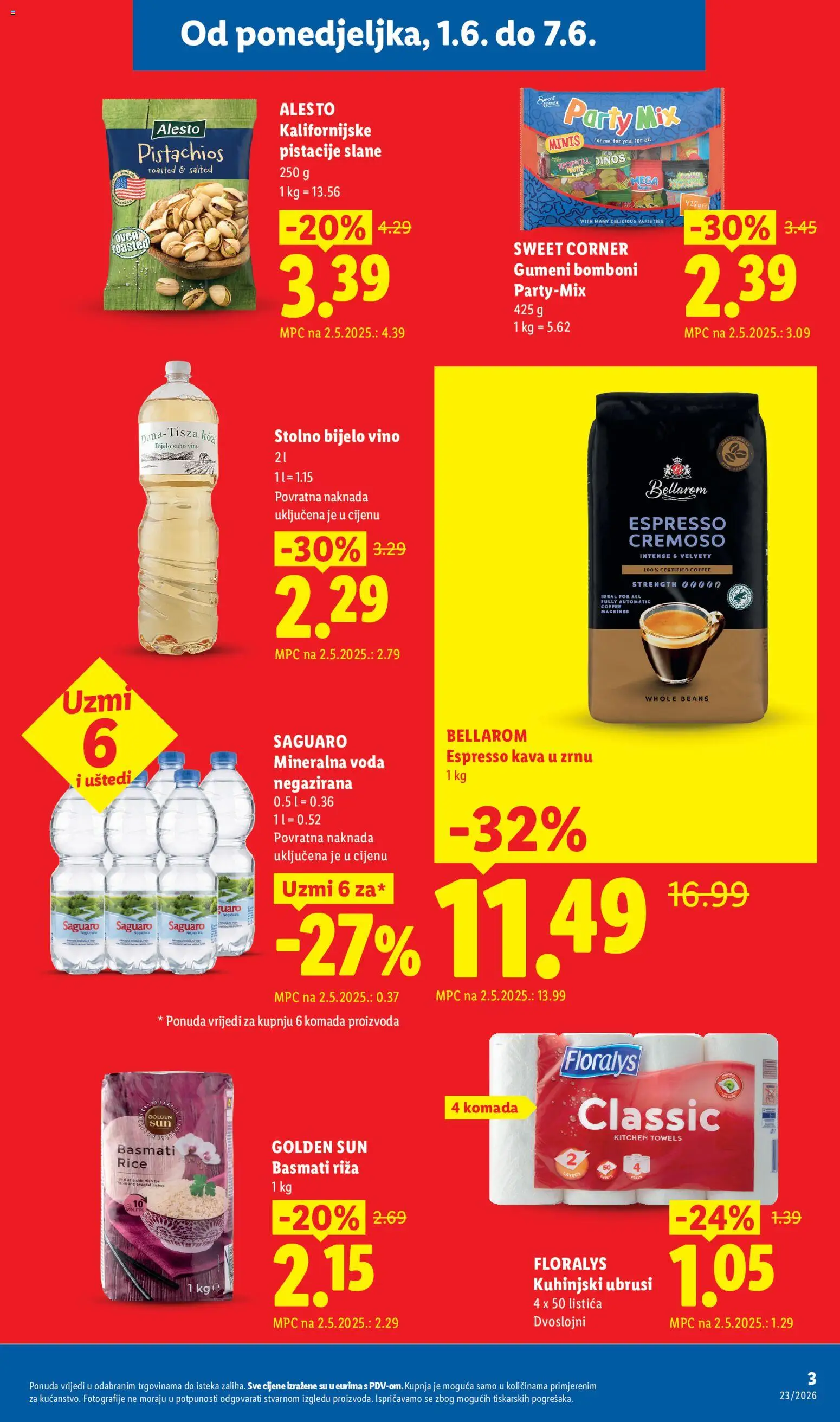 Lidl katalog | vrijedi od 01.06.2026 | Stranica: 3 | Proizvodi: Kava u zrnu, Vino, Voda, Pistacije