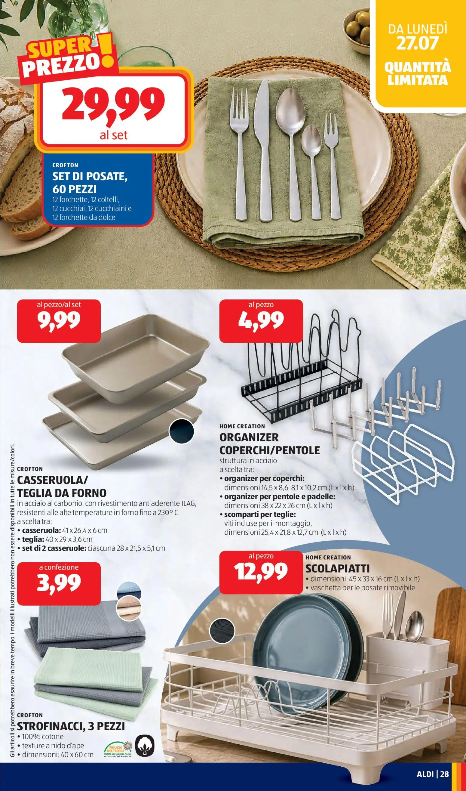 Volantino Aldi del 27/07/2026 | Pagina: 29 | Prodotti: Teglia, Forno, Casseruola, Scolapiatti