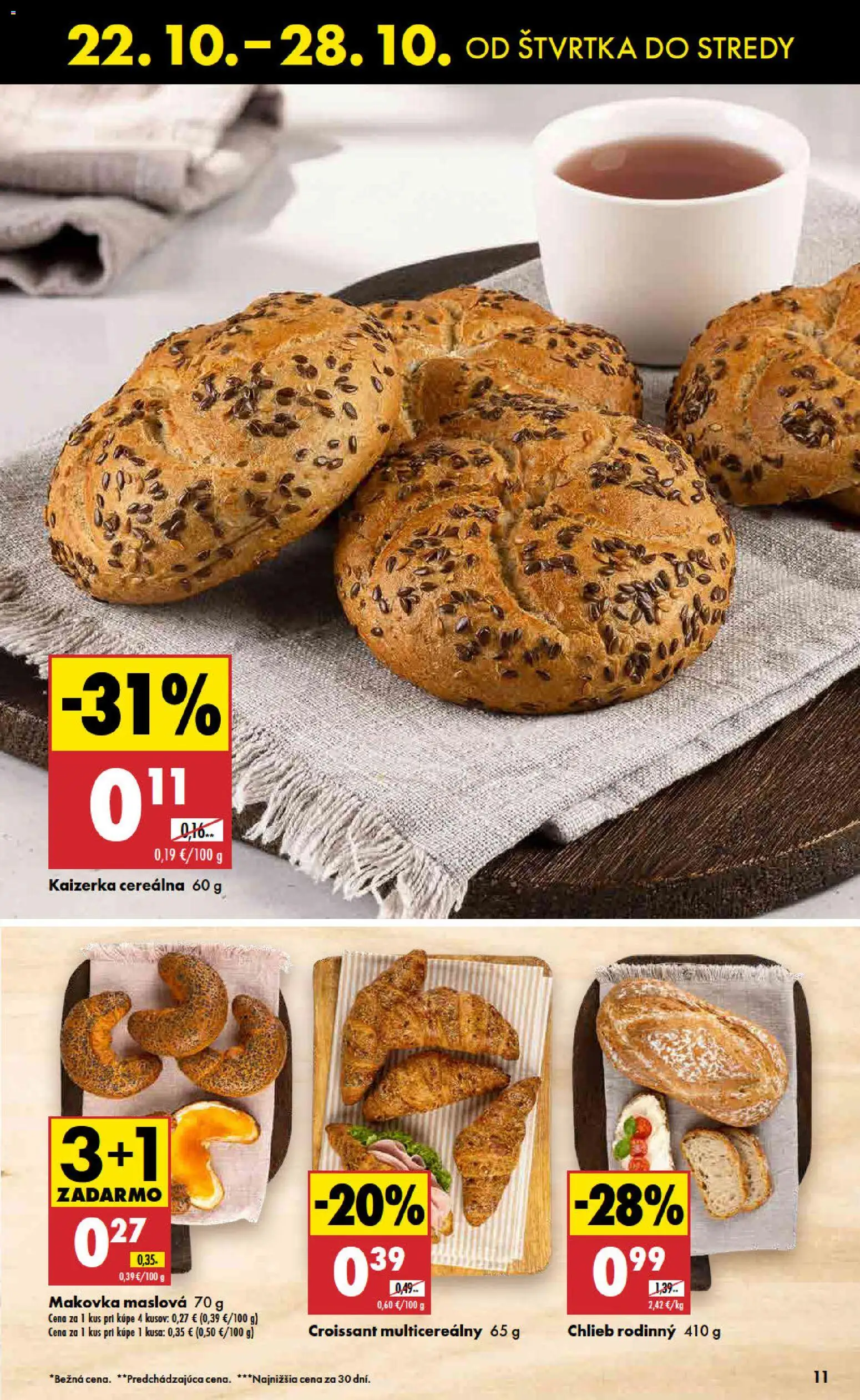Nové Biedronka akcie – leták je platný od 22.10.2026 | Strana: 11 | Produkty: Chlieb, Croissant, Makovka
